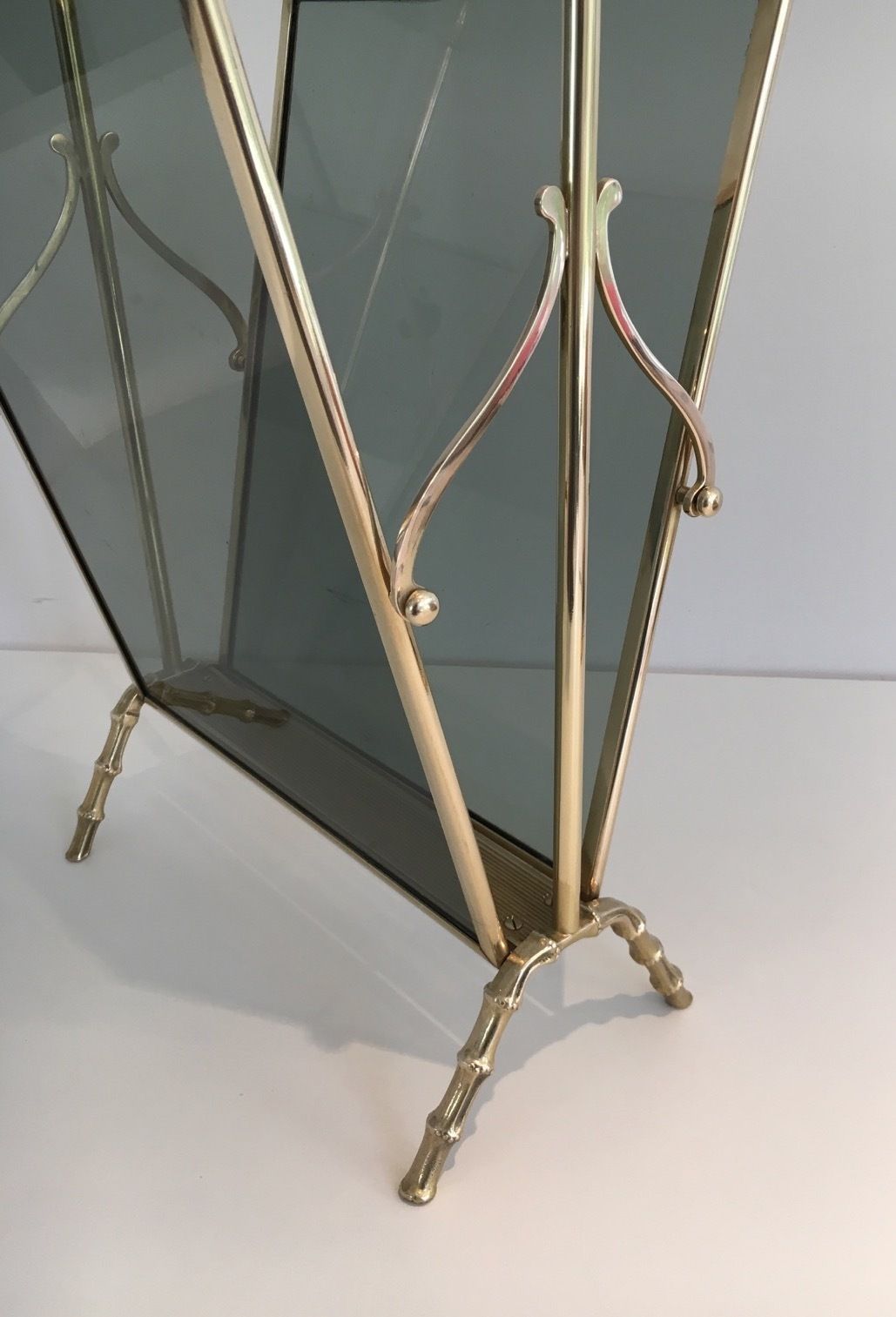 Faux Bamboo Style Magazine Rack In Bronze From Maison Baguès photo vintage