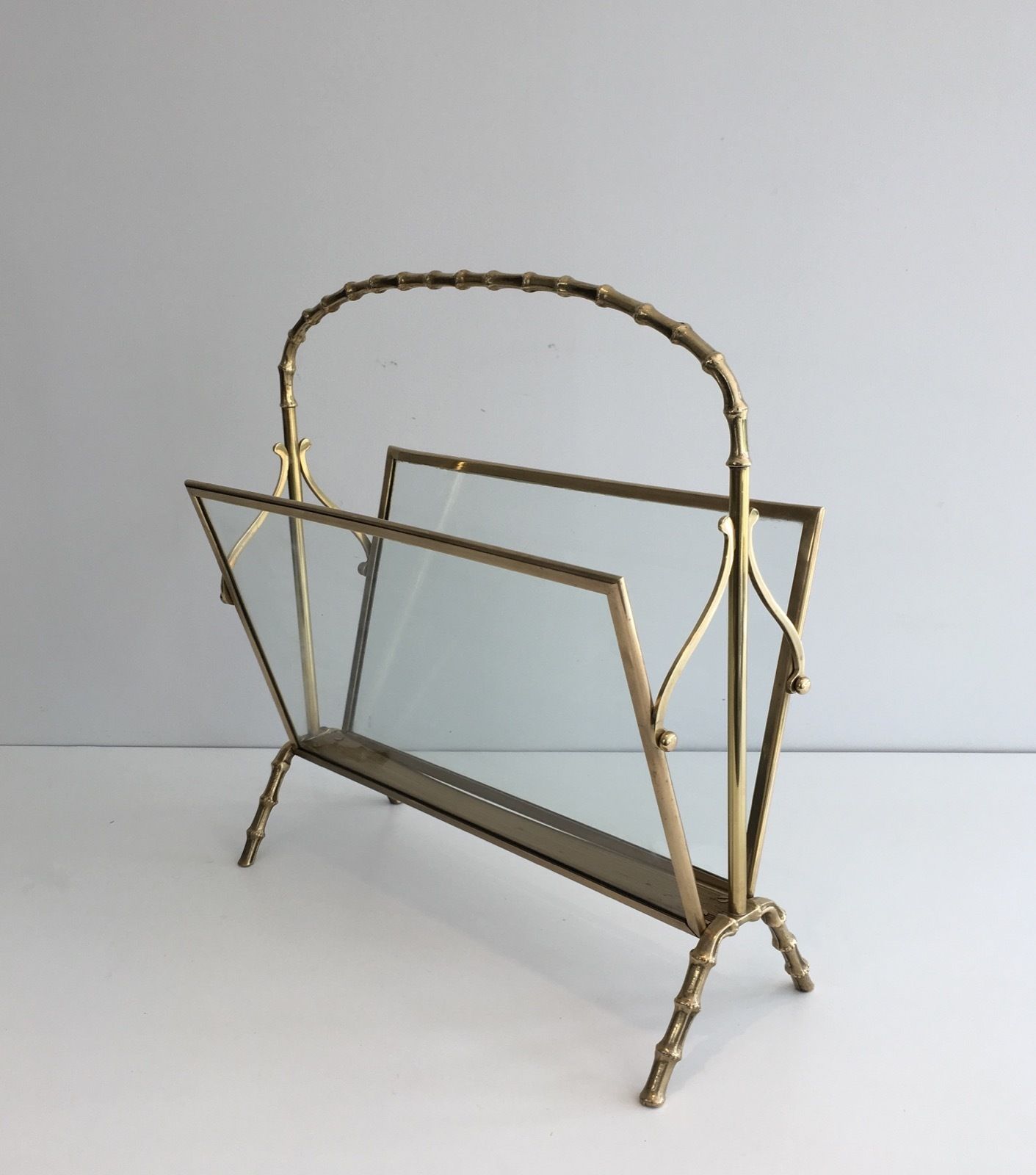 Home Decor Faux Bamboo Style Magazine Rack In Brass From Maison Baguès photo