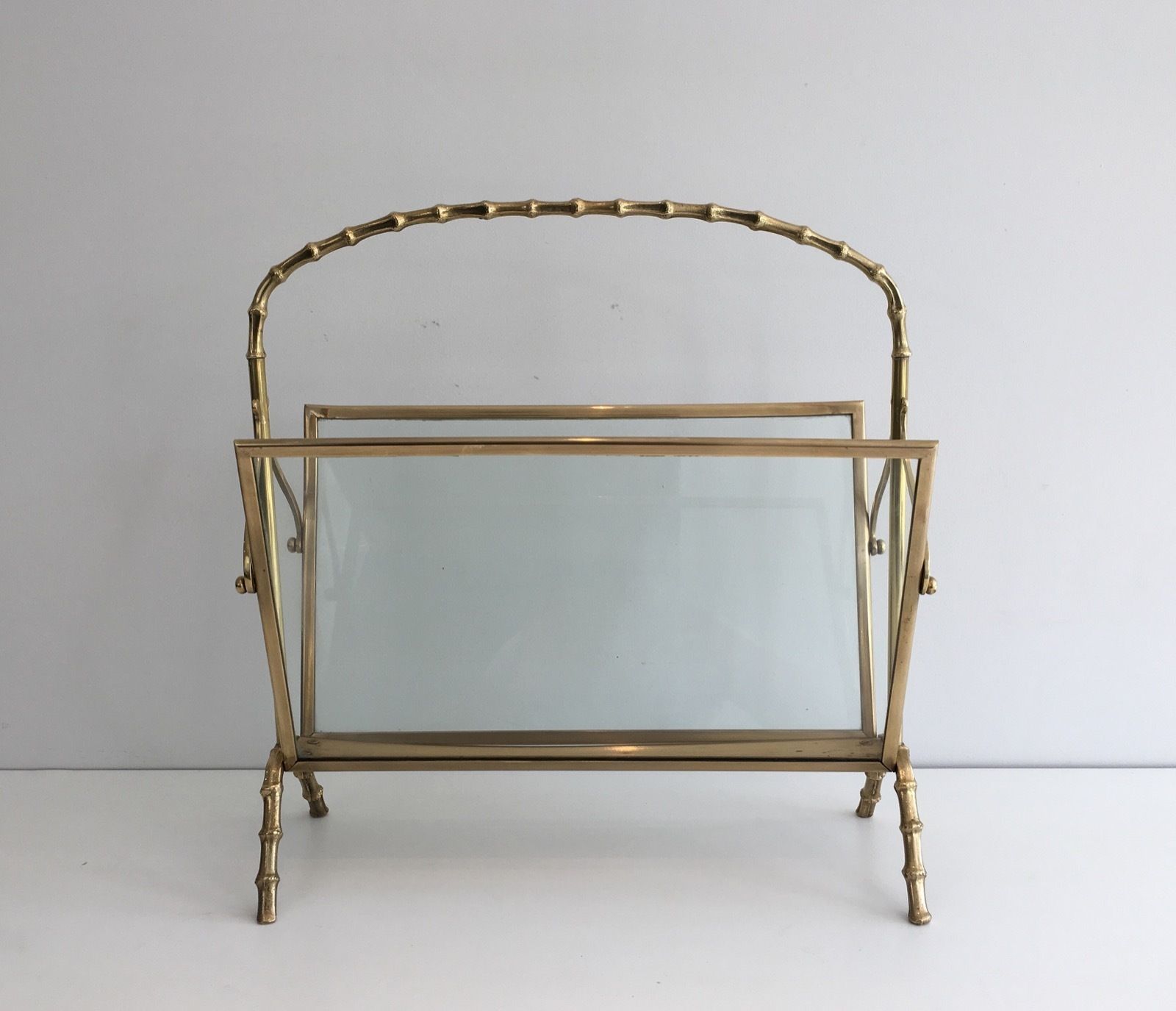 photo buy Faux Bamboo Style Magazine Rack In Brass From Maison Baguès