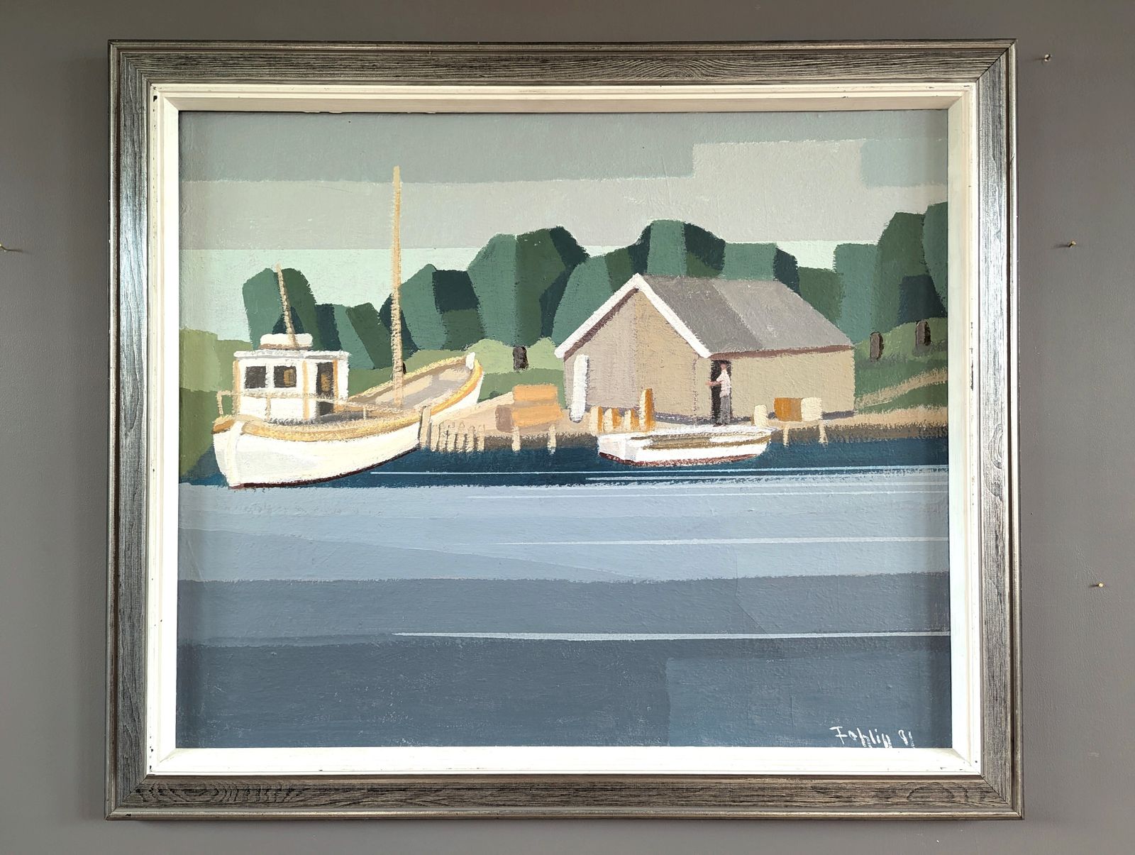 The Boathouse, Oil Painting, 1990s