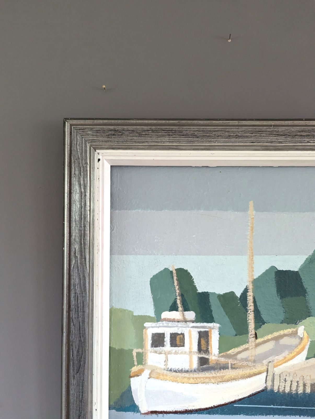 The Boathouse, Oil Painting, 1990s photo Art