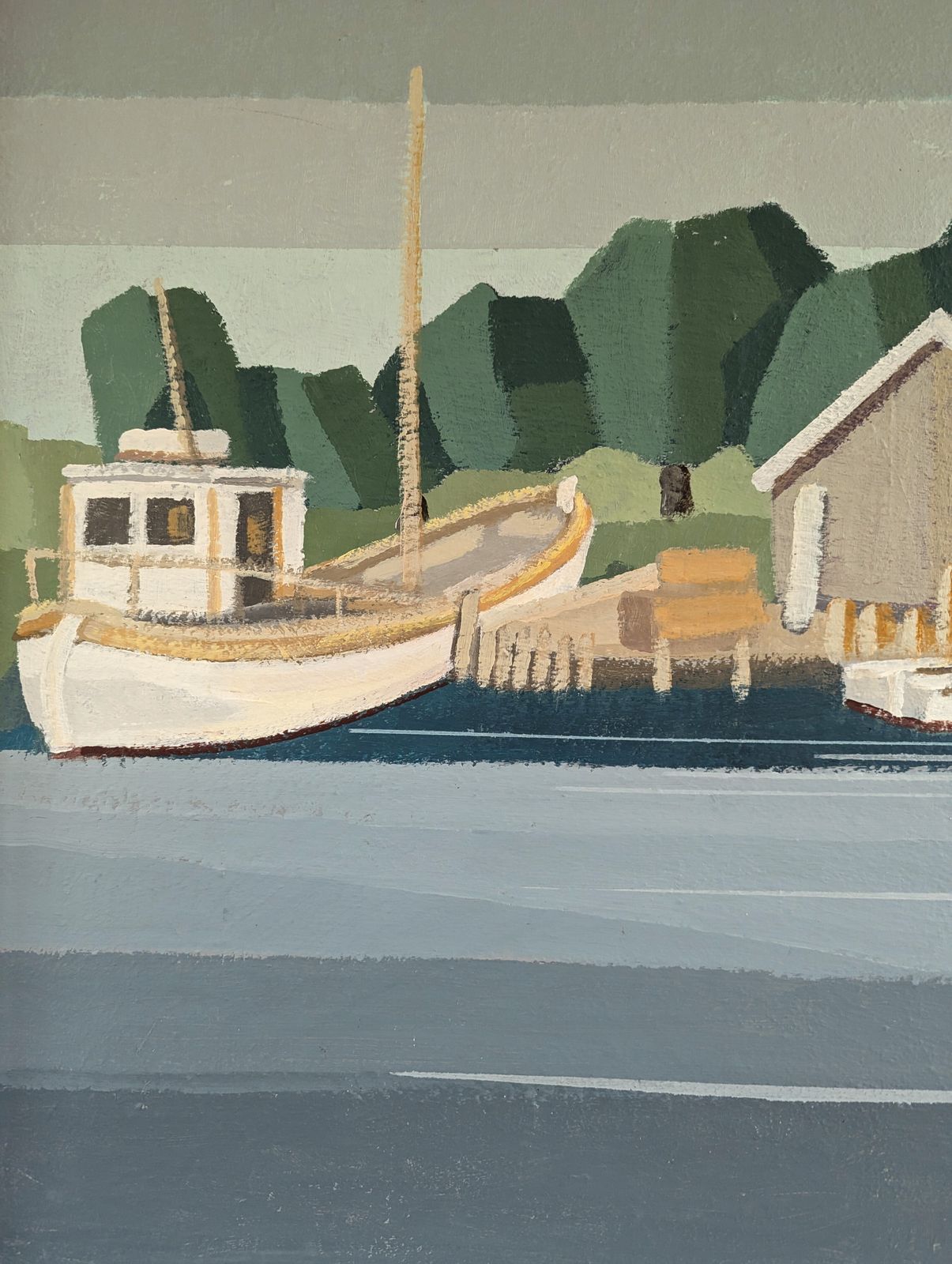The Boathouse, Oil Painting, 1990s photo buy