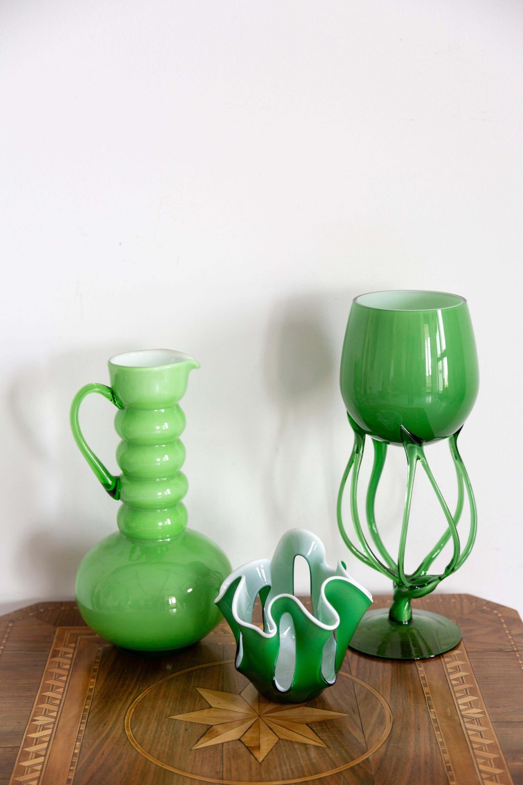 Mid Century Vintage Artistiek Groen Groot Glazen Vaas, Polen, Europa, Jaren 1970 photo furniture