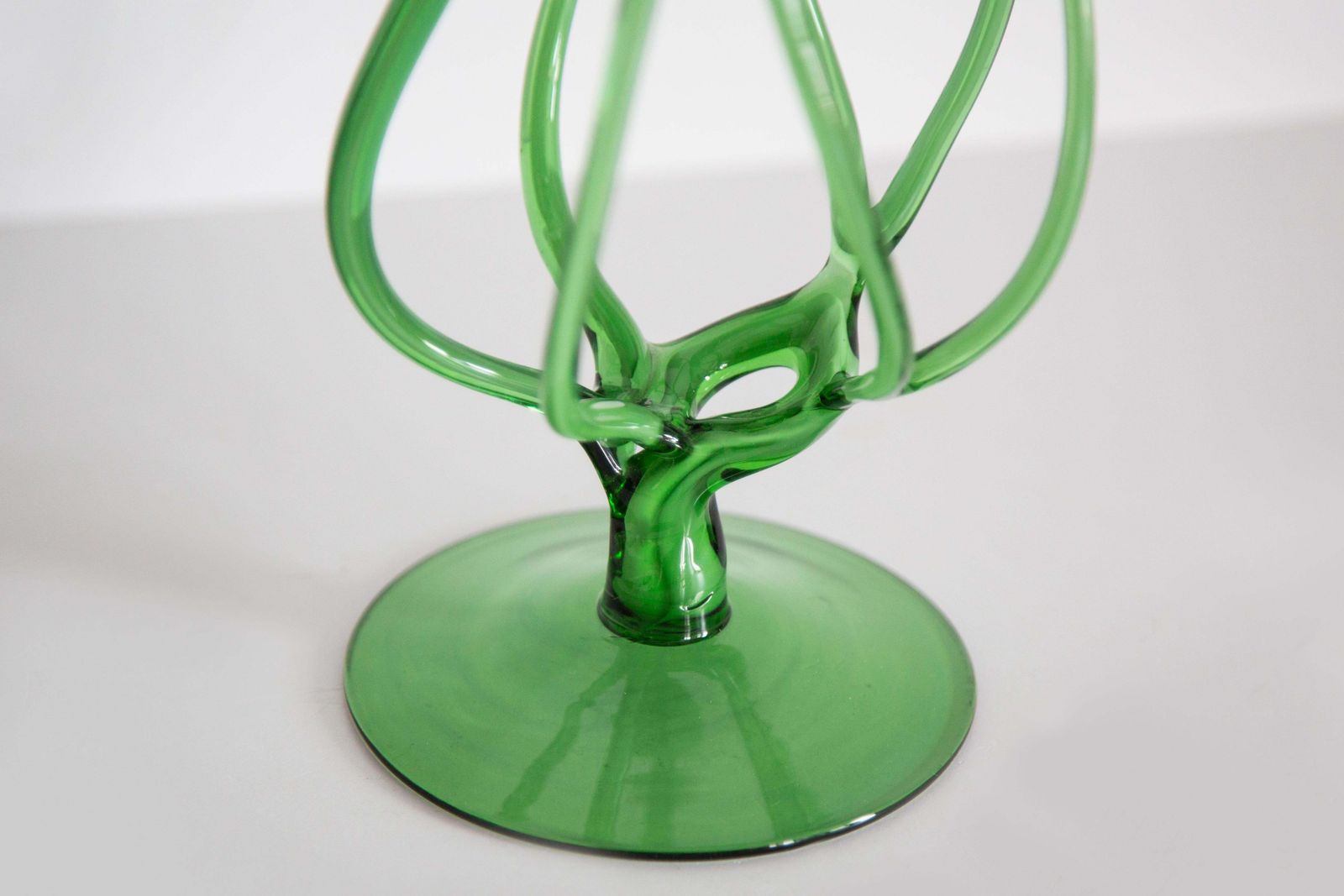 Mid Century Vintage Artistic Green Big Glass Vase, Poland, Europe, 1970s photo buy