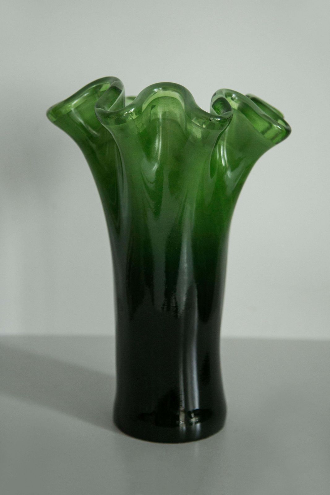 Mid Century Vintage Dark Green Murano Glass Vase, Italy, 2000s photo buy