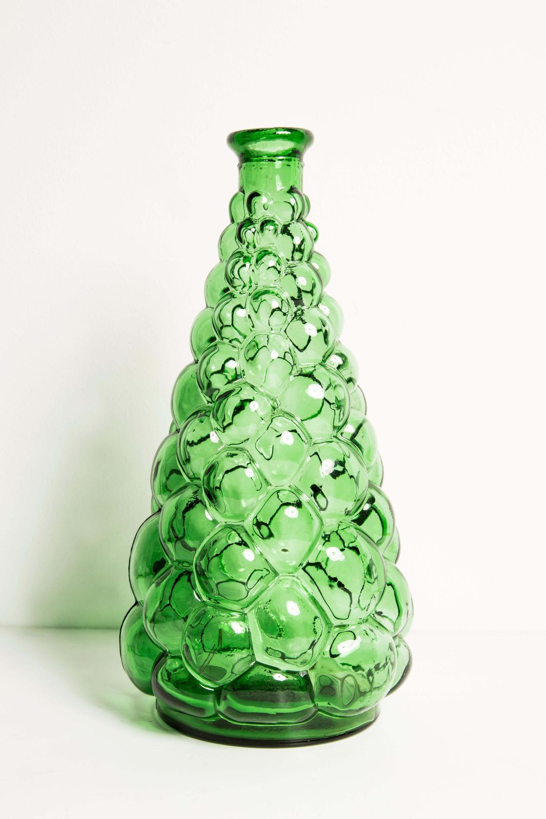Midcentury Rare Green Empoli Glass Decanter Bottle, Italy, 1960s photo vinterior