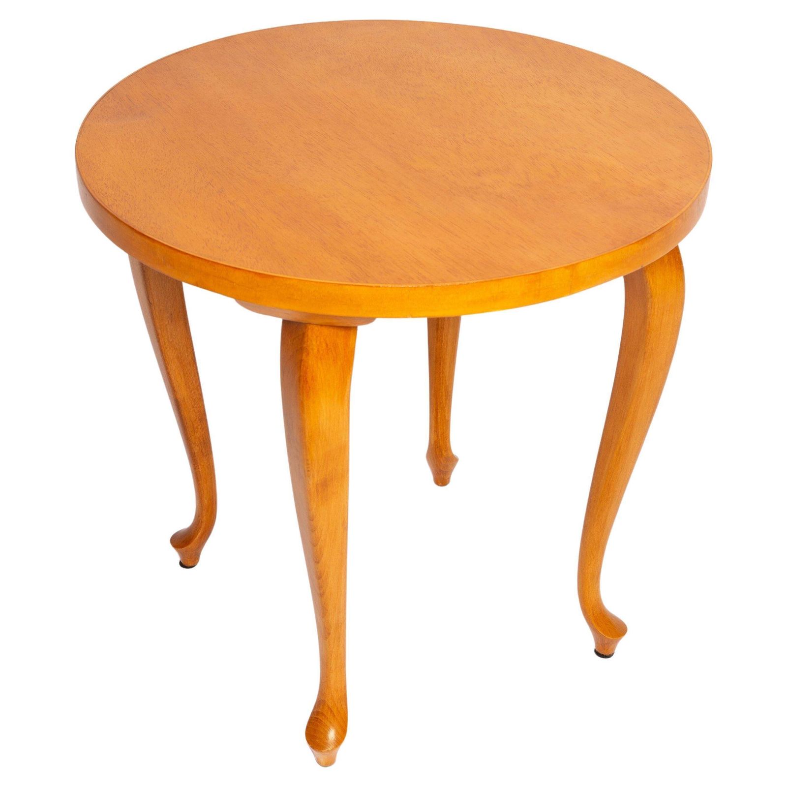 Mid Century Round Coffee Table, Light Wood, Poland, 1960s