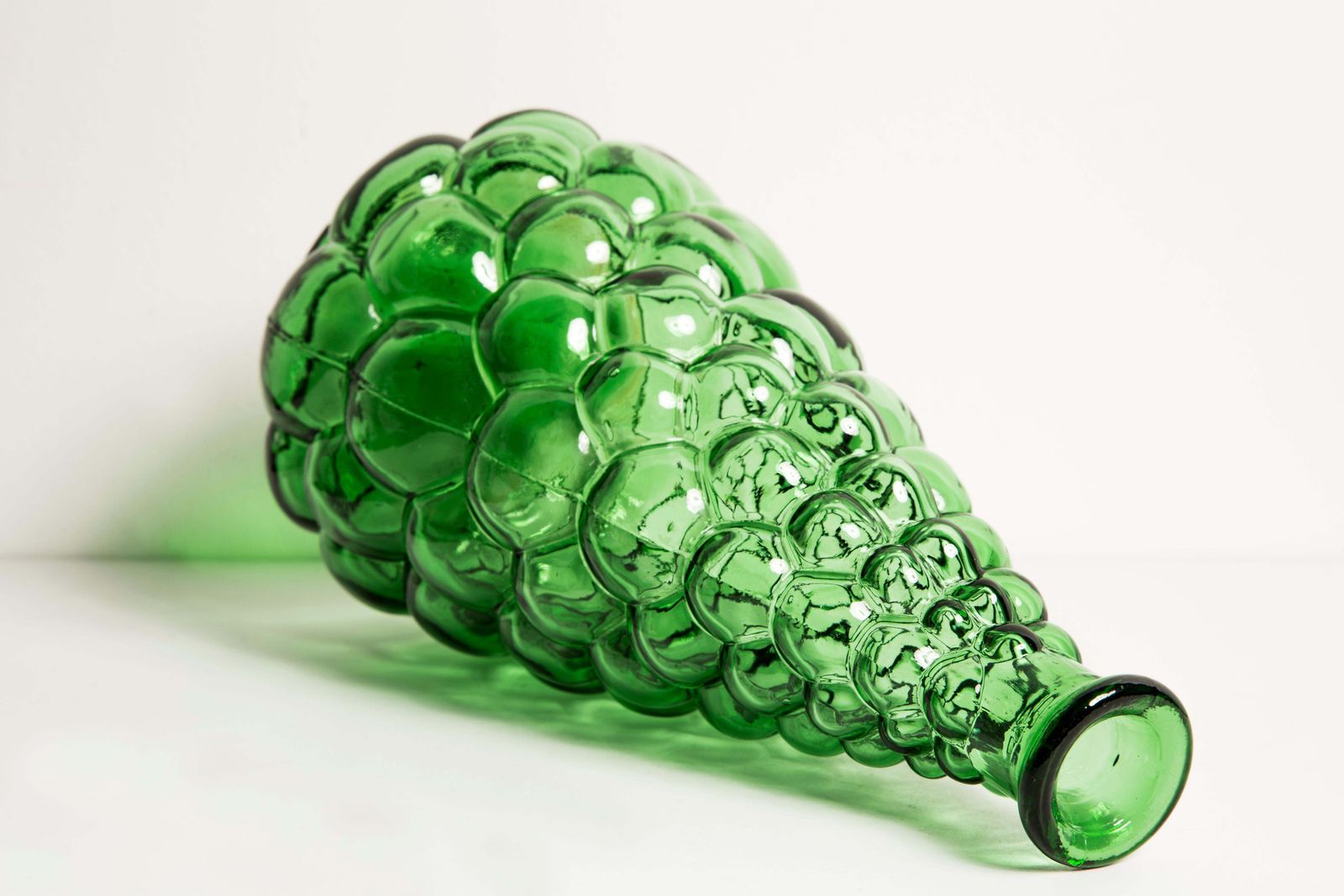 Midcentury Rare Green Empoli Glass Decanter Bottle, Italy, 1960s photo vintage