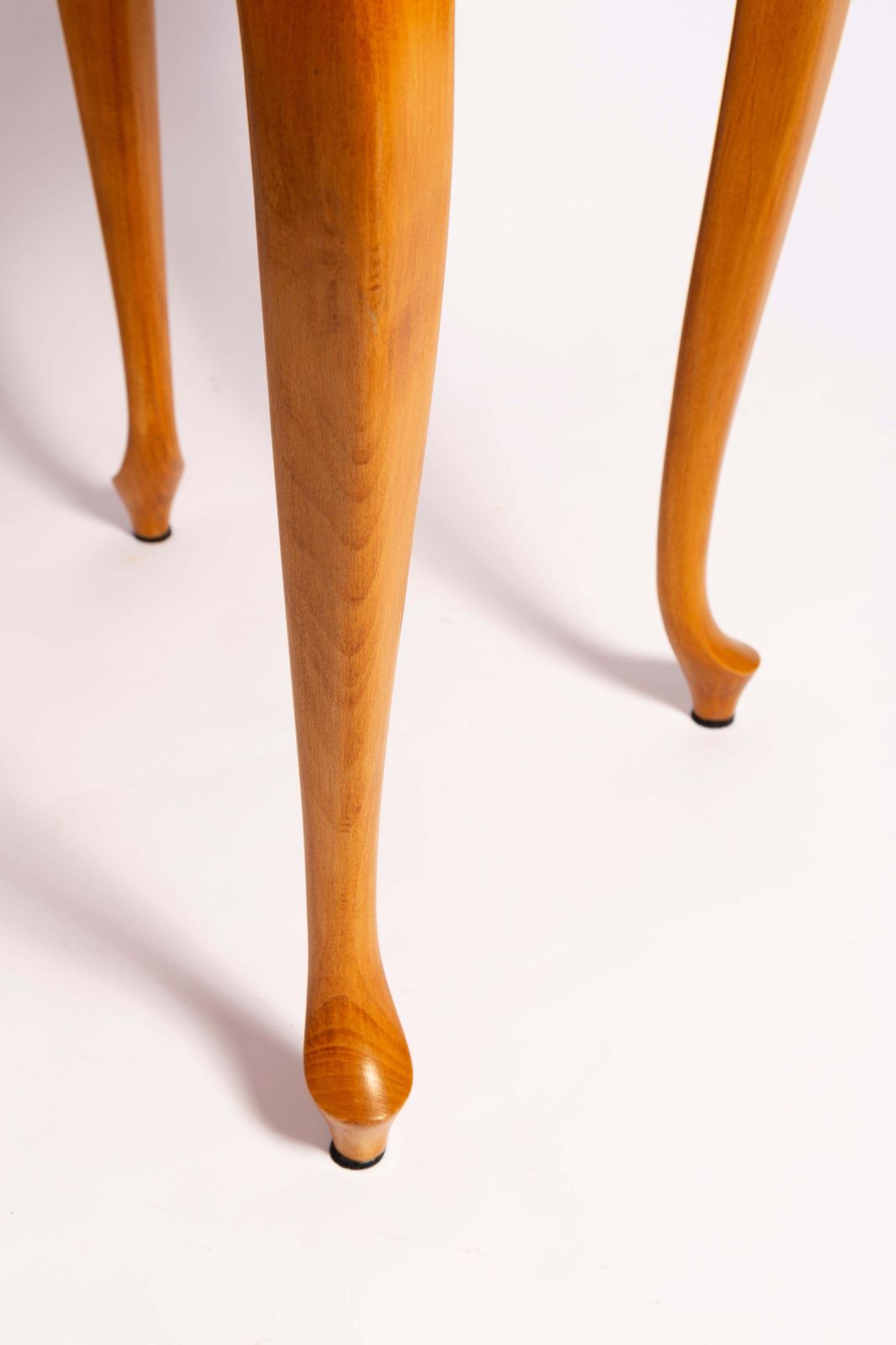 Mid Century Round Coffee Table, Light Wood, Poland, 1960s photo vinterior