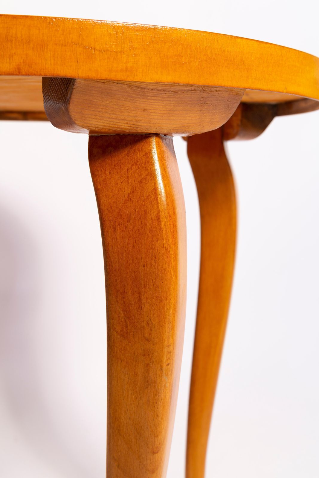 Mid Century Round Coffee Table, Light Wood, Poland, 1960s photo buy