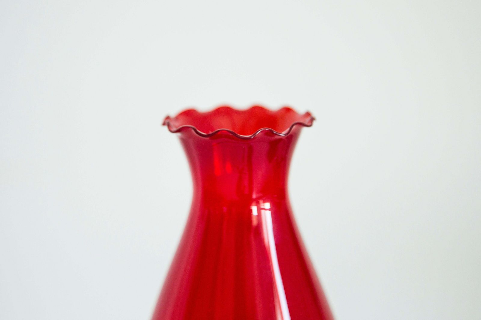 Mid Century Glass Slim Red Vase With A Frill, Europe, 1960s photo buy
