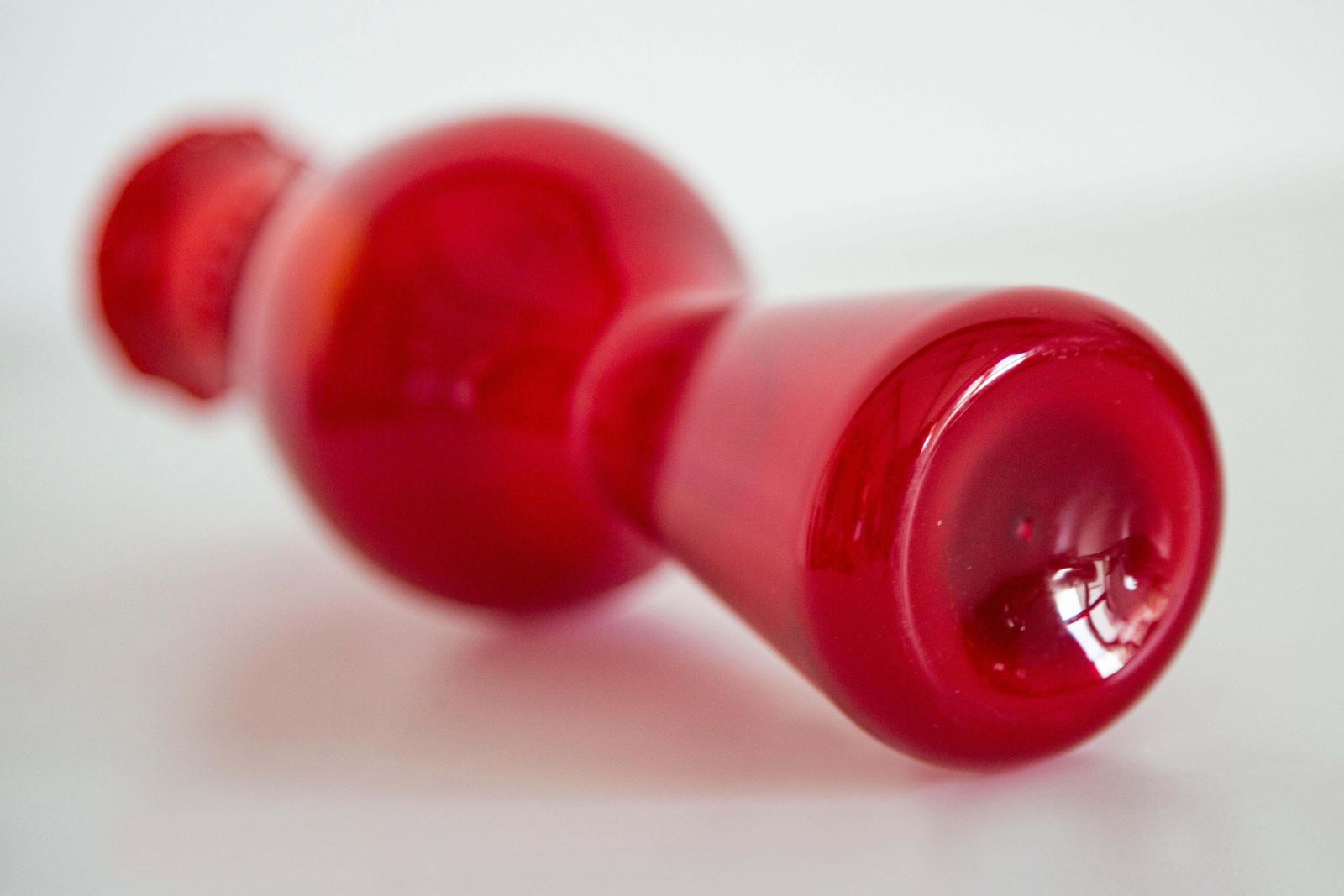 photo for sale Mid Century Glass Slim Red Vase With A Frill, Europe, 1960s