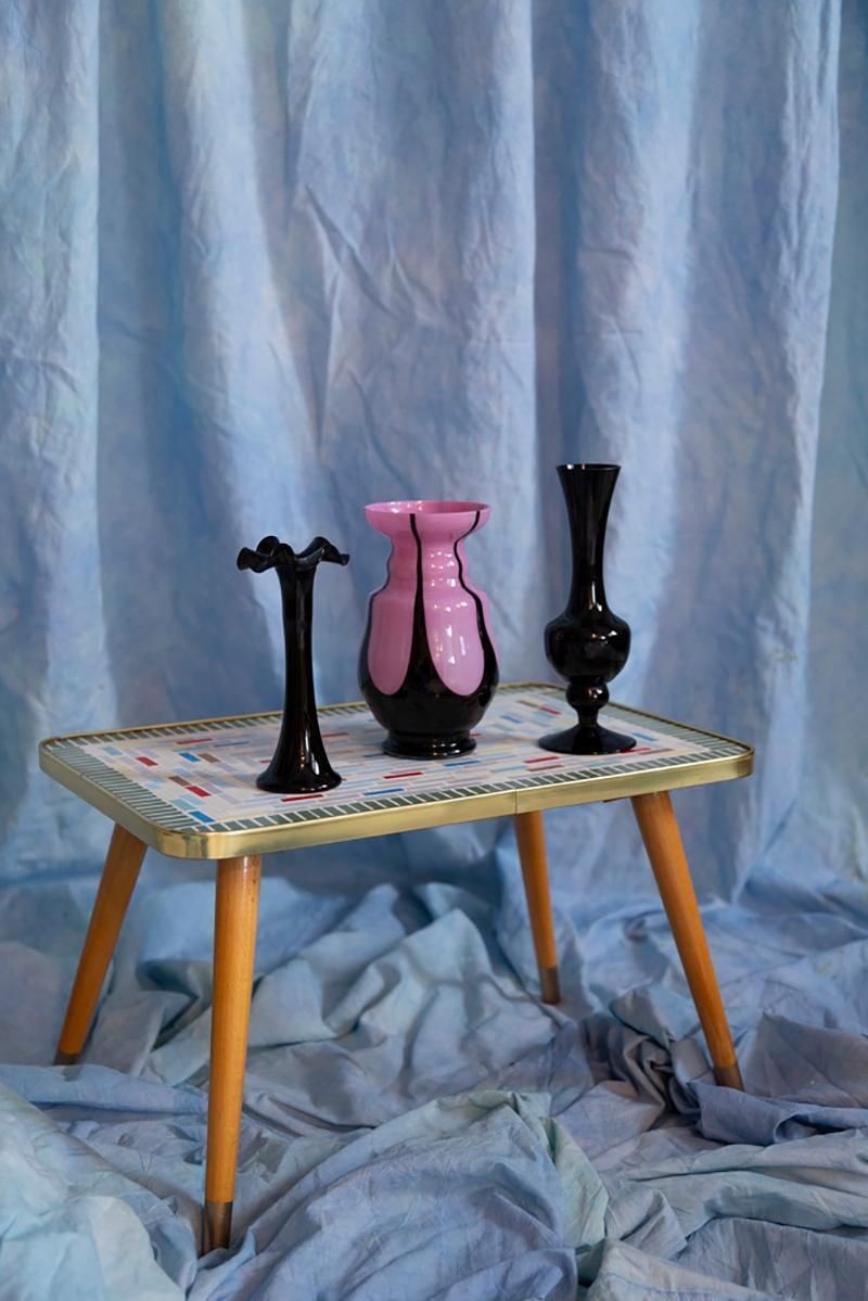 Slim Mid Century Vintage Black Dark Purple Glossy Vase, Europe, 1960s photo Home Decor