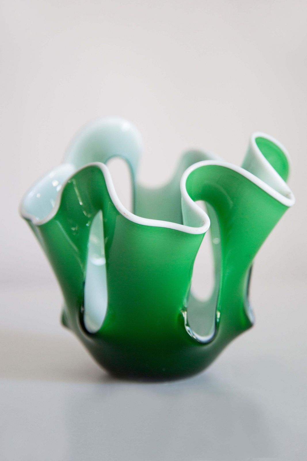 Mid Century Vintage Green Artistic Glass Vase, Europe, 1970s photo vinterior