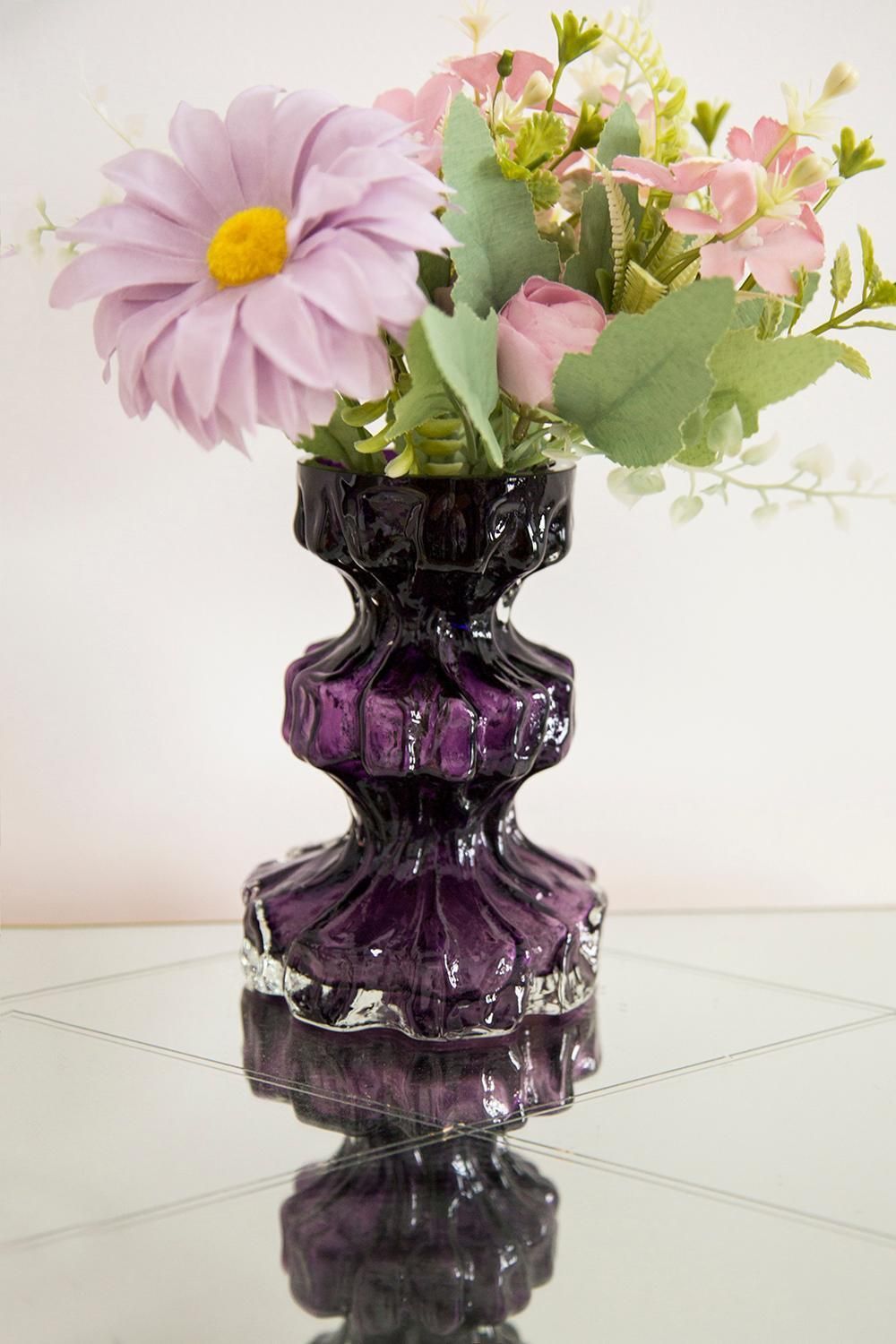 Mid Century Vintage Paarse Ingrid Glass Vaas Bergkristal, Duitsland, Jaren 1970 photo furniture