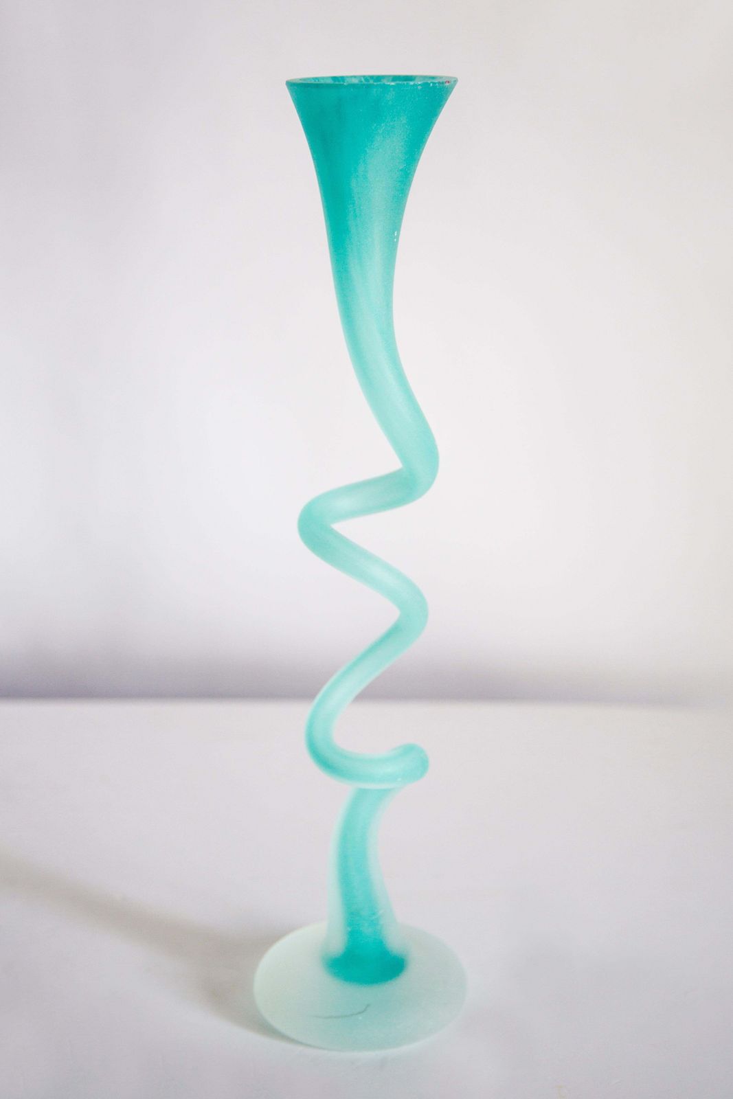 Mid Century Big Acqua Green Twisted Vase, Europe, 1960s photo 93.0