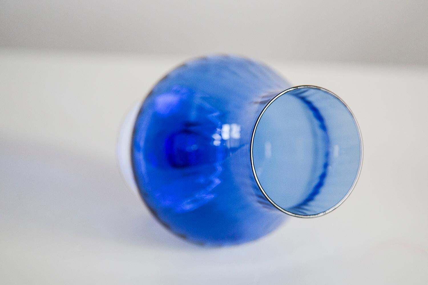 photo for sale Mid Century Vintage Small Blue Crystal Vase, 20th Century, Europe, 1960s