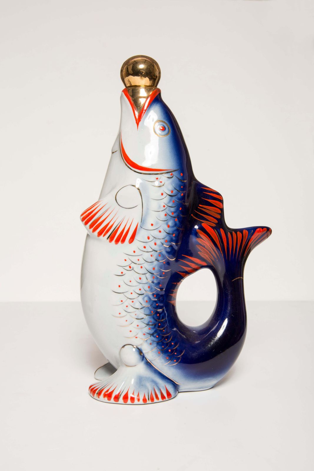 187.0 Blue Fish Glass Decanter And Glasses, 20th Century, Europe, 1960s photo