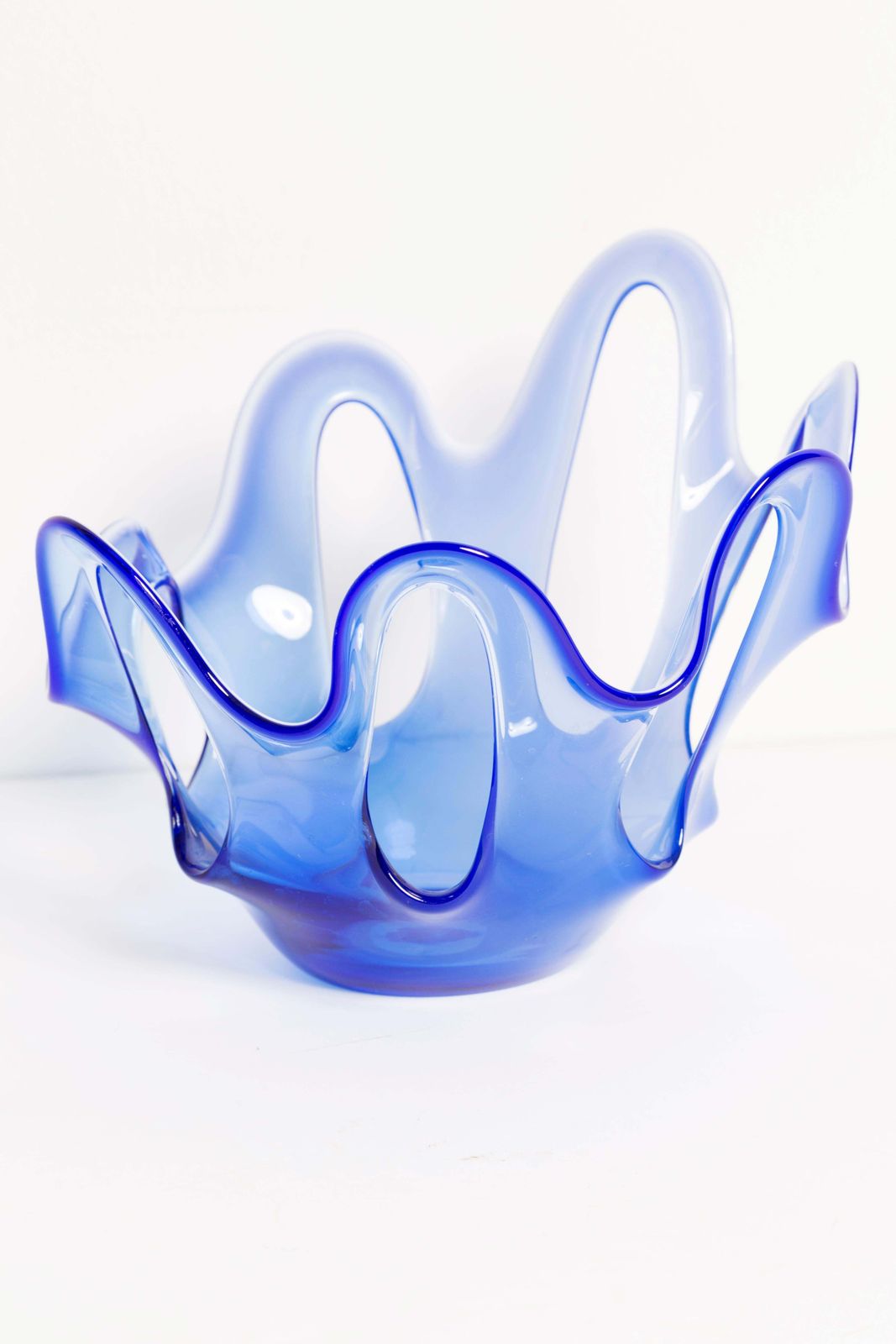 Midcentury Blue Vase Candlestick, Europe, Poland, 1960s photo vinterior