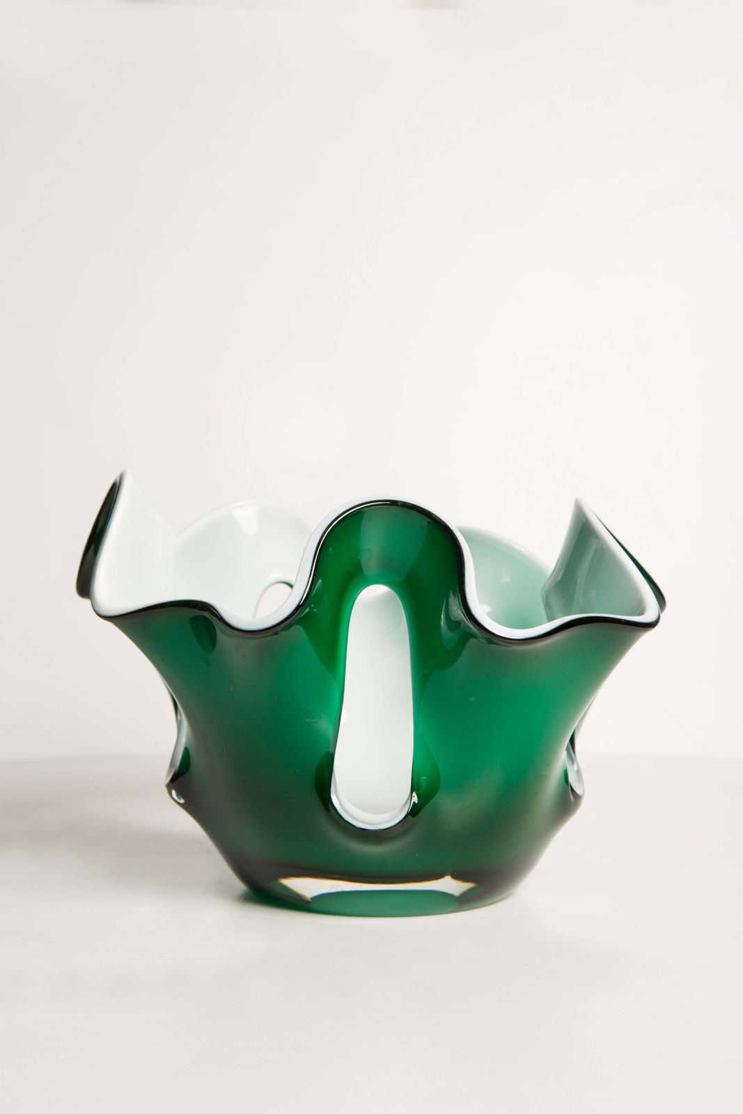 Mid Century Green And White Vase Artistic Bowl Candlestick, Europe, 1960s photo Home Decor