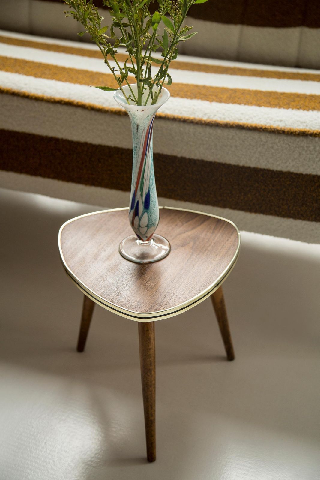 Midcentury Vintage White And Blue Slim Murano Vase, Italy, 1960s photo furniture