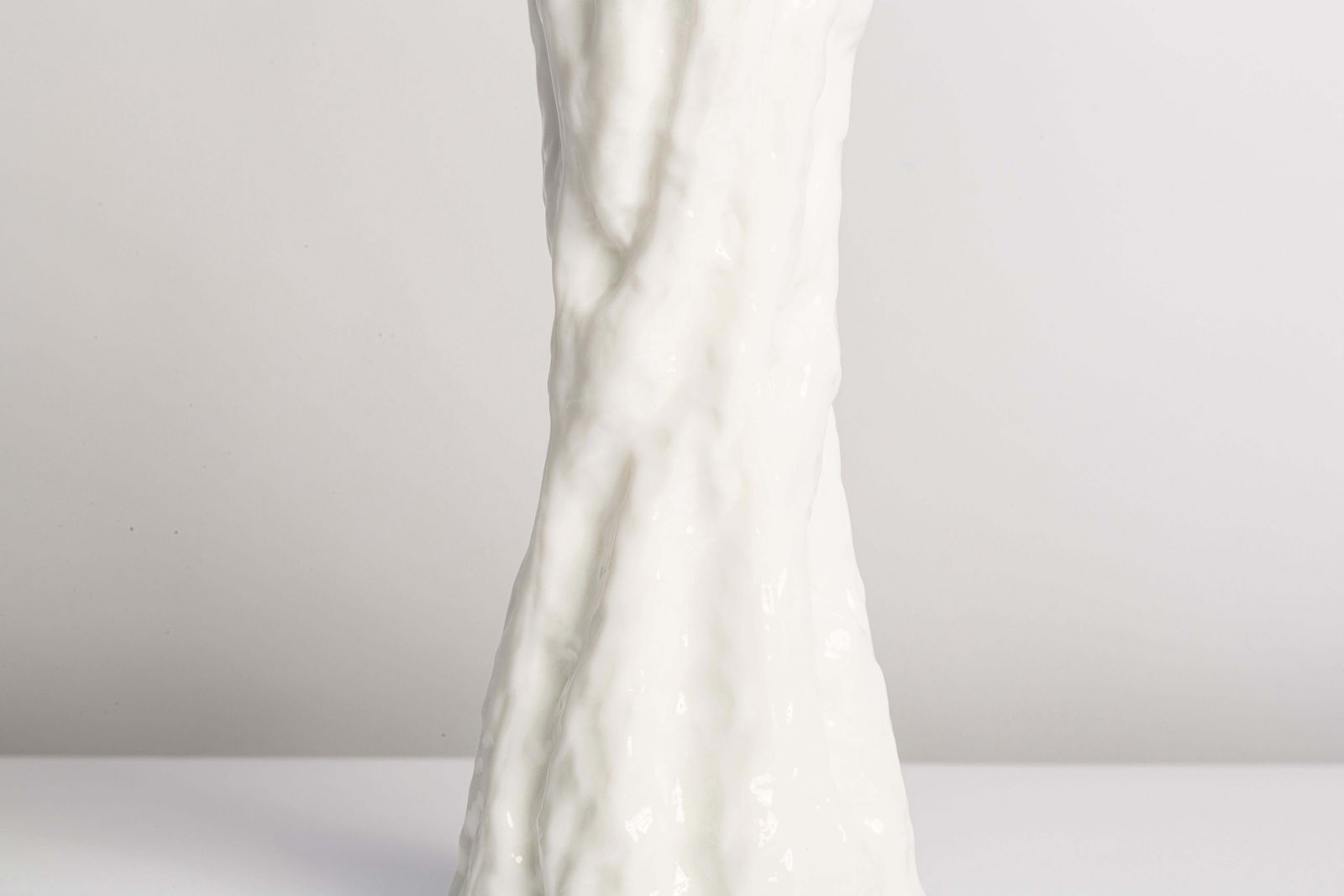 Mid Century Vintage White Ingrid Glass Vase Rock Crystal, Germany, 1970s photo vinterior