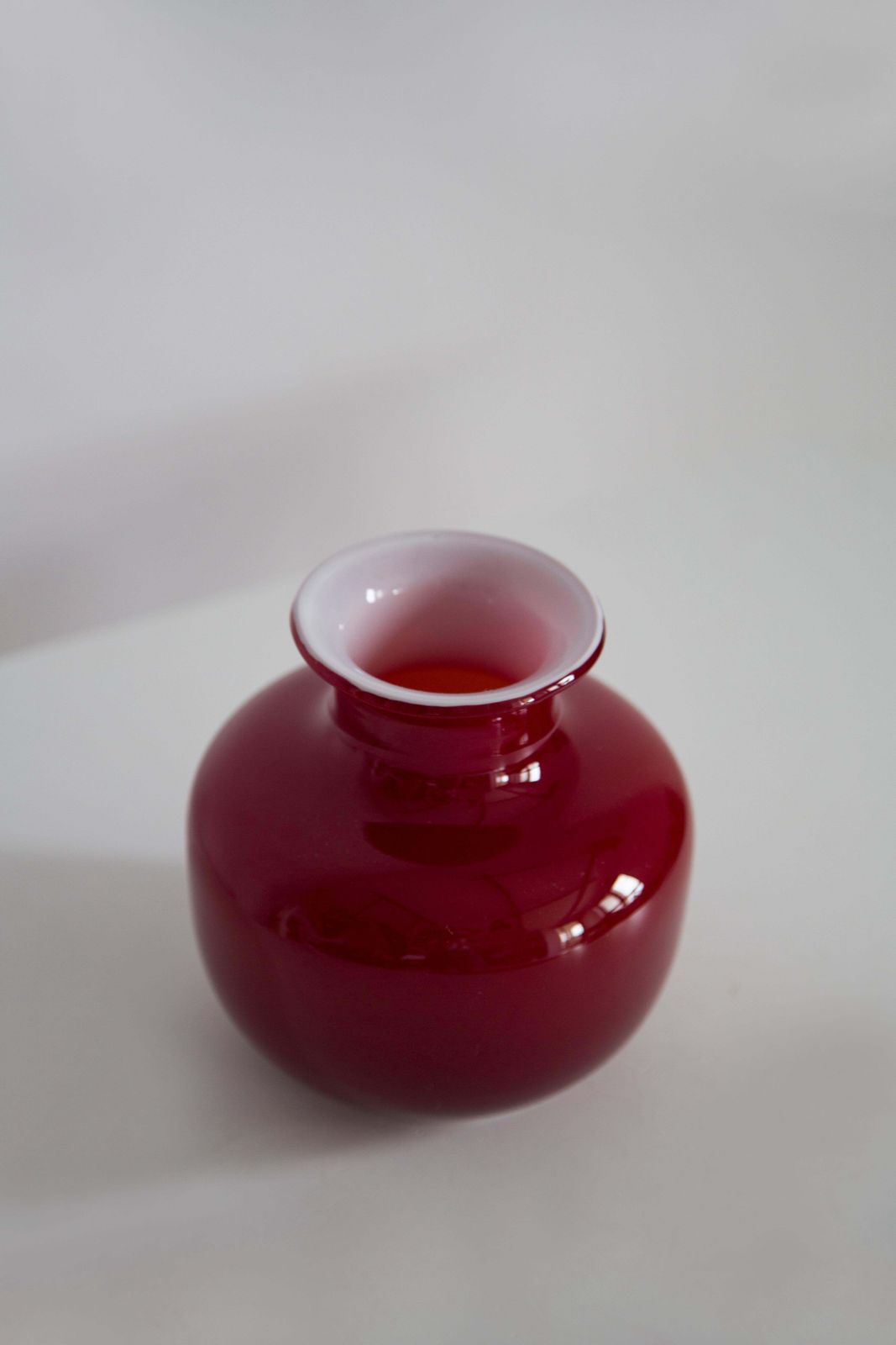 Mid Century Vintage Artistic Glass Dark Red Vase, Tarnowiec, Europe, 1970s photo vinterior
