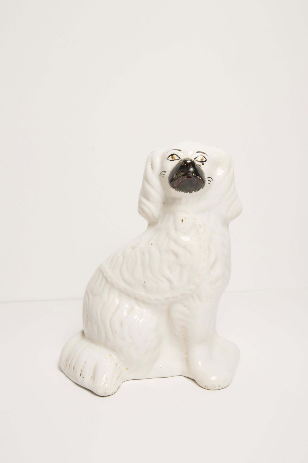 Mid Century White Spaniel Dog Sculpture Staffordshire England, 1960s photo furniture