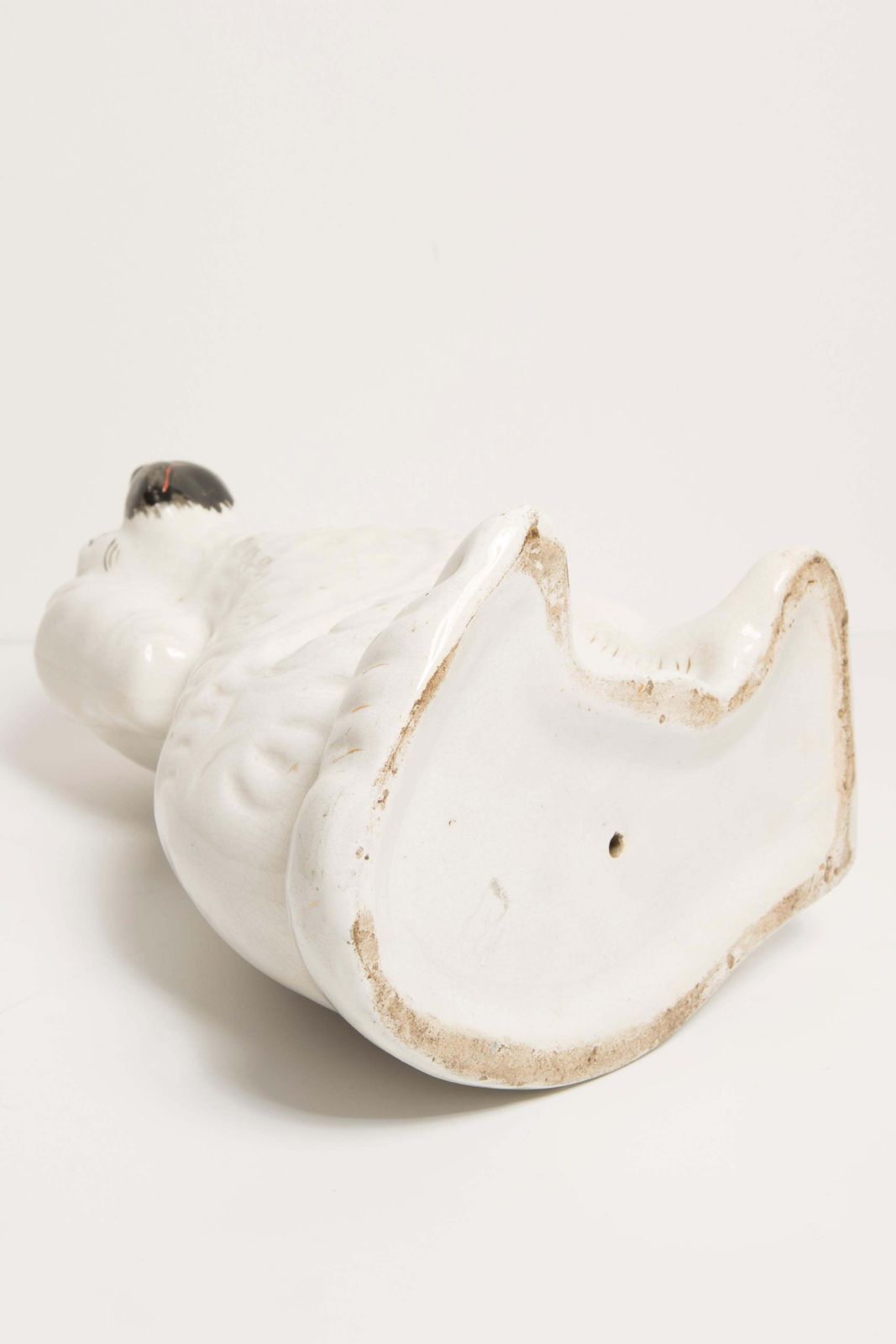 photo for sale Mid Century White Spaniel Dog Sculpture Staffordshire England, 1960s