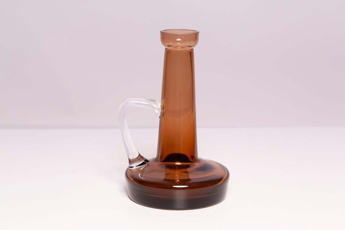Mid Century Vintage Artistic Glass Brown Vase, Tarnowiec, Europe, 1970s photo Home Decor