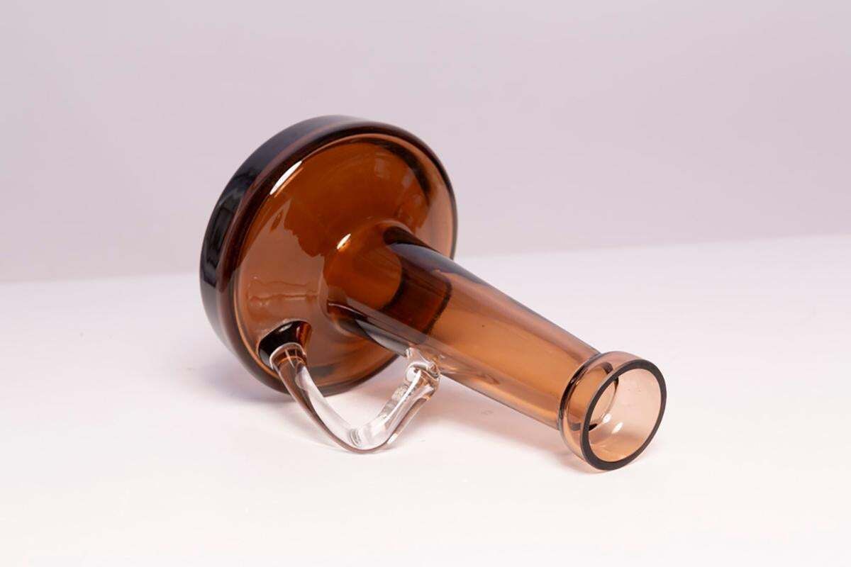 Mid Century Vintage Artistic Glass Brown Vase, Tarnowiec, Europe, 1970s photo buy