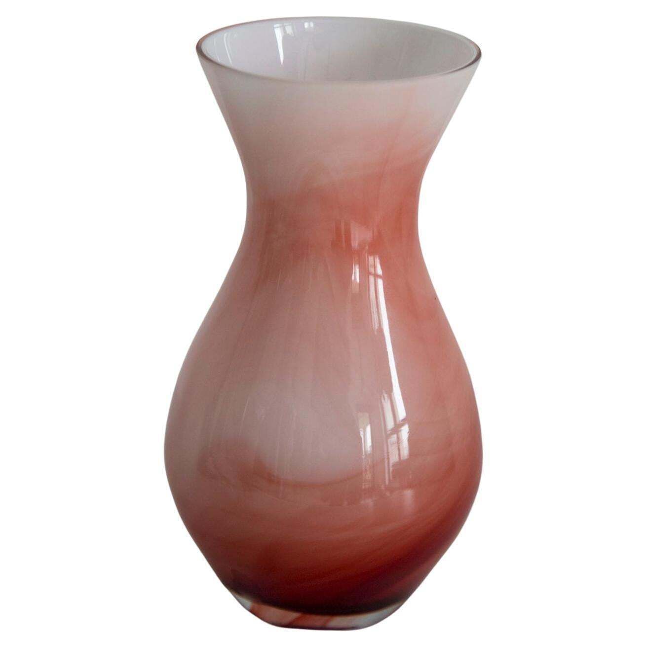 Mid Century White And Orange Hand Made Artistic Vase, Europe, 1960s