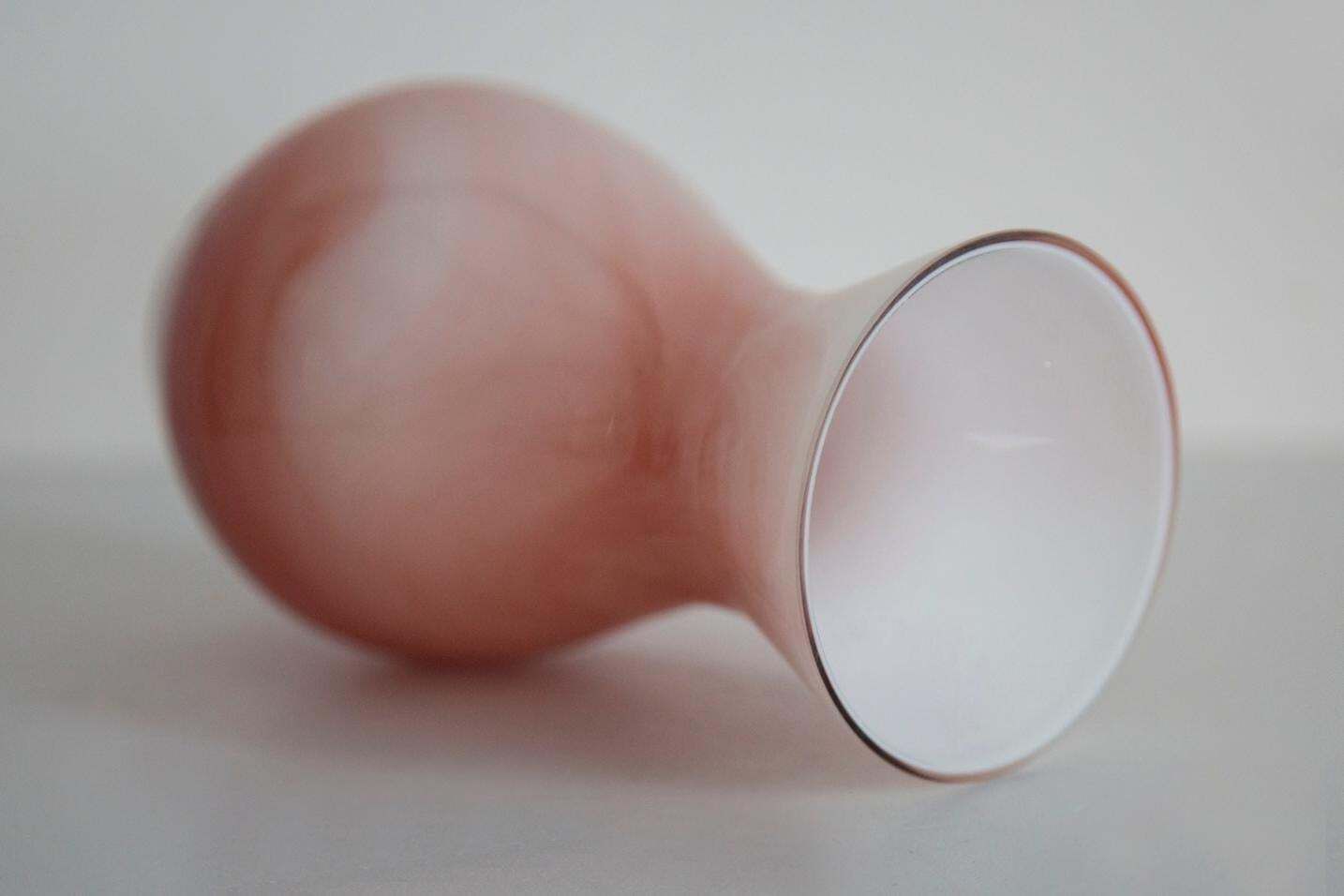 Mid Century White And Orange Hand Made Artistic Vase, Europe, 1960s photo vinterior