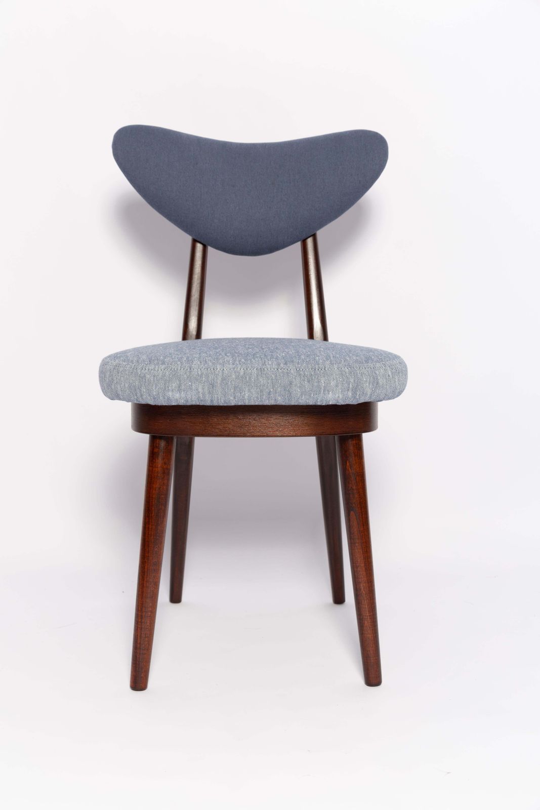 Midcentury Light And Medium Blue Denim Heart Chair, Europe, 1960s photo buy