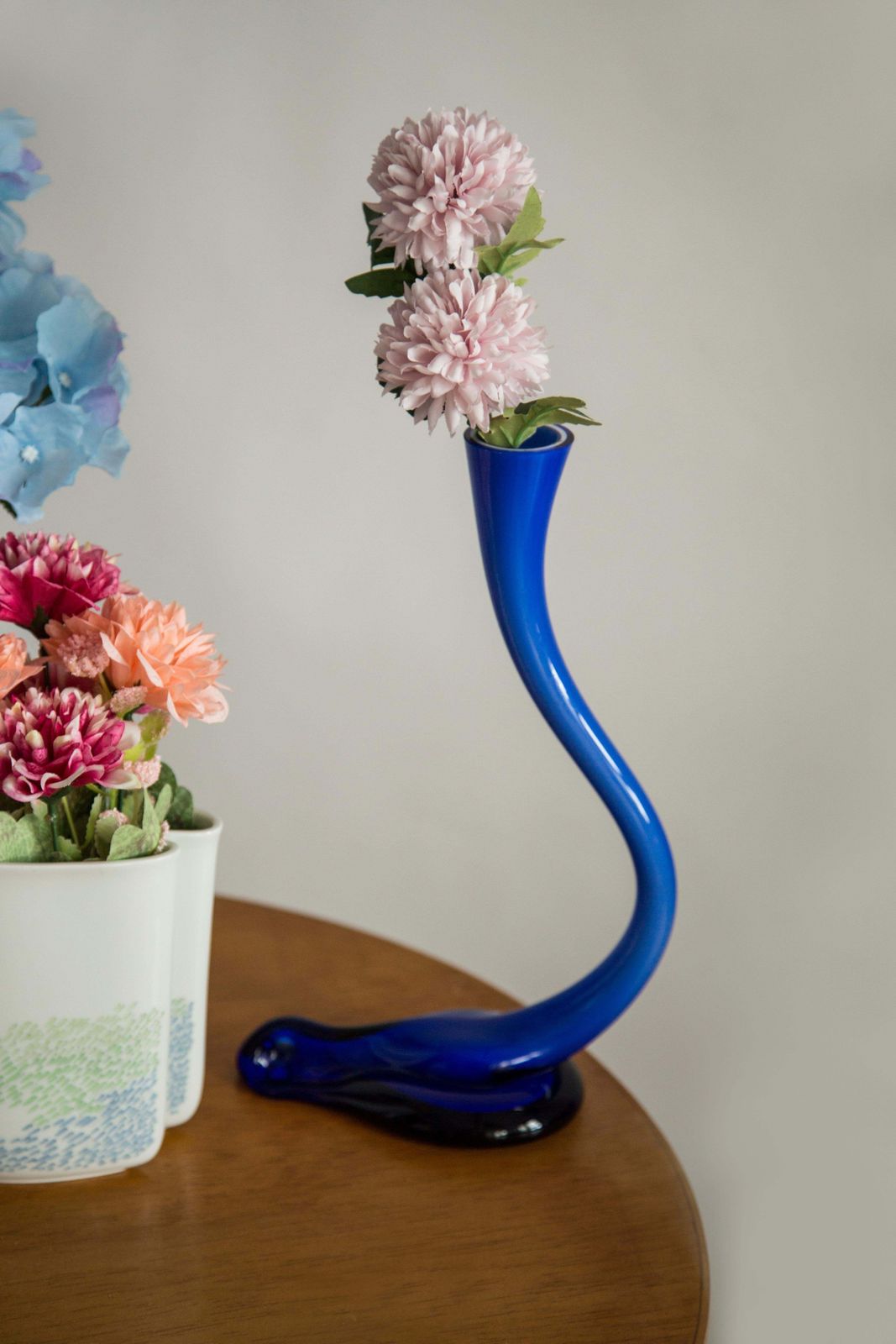 Mid Century Blue Artistic Twisted Vase, Europe, 1960s photo furniture