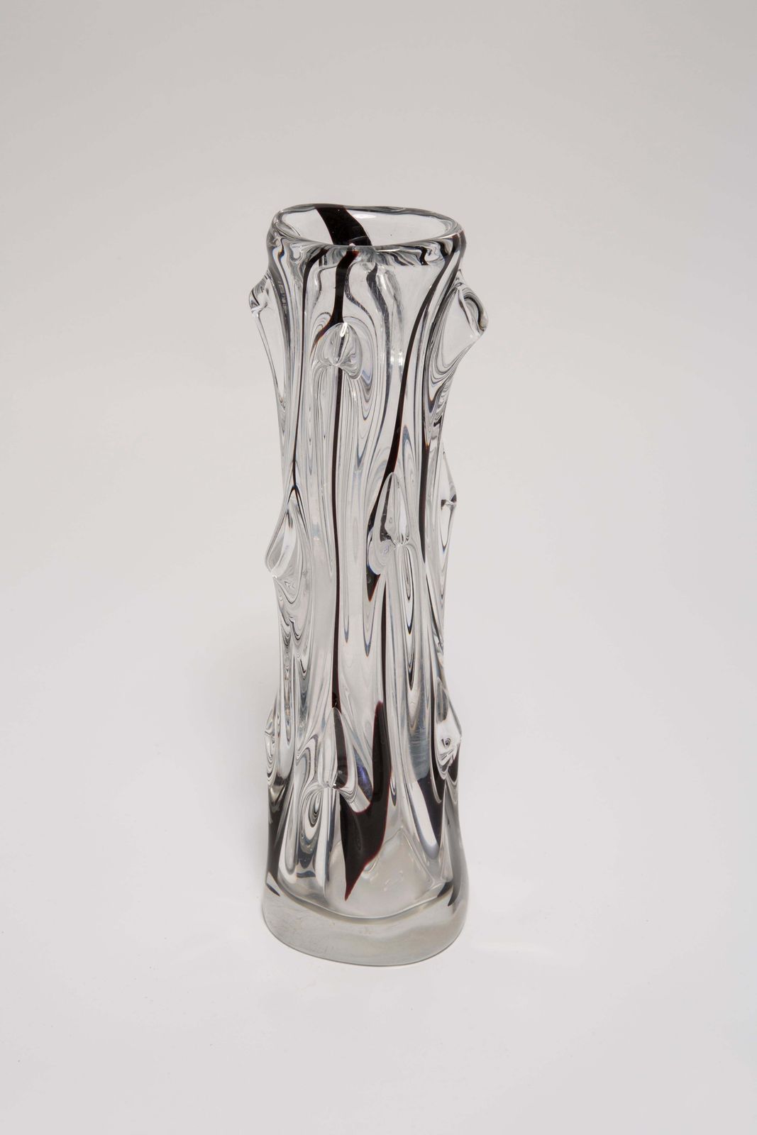 Mid Century Vintage Transparent And Black Artistic Glass Vase, Europe, 1970s photo buy