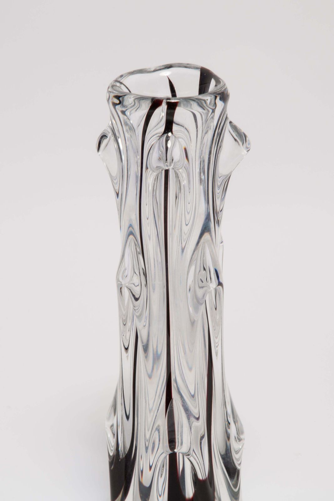248.0 Mid Century Vintage Transparent And Black Artistic Glass Vase, Europe, 1970s photo