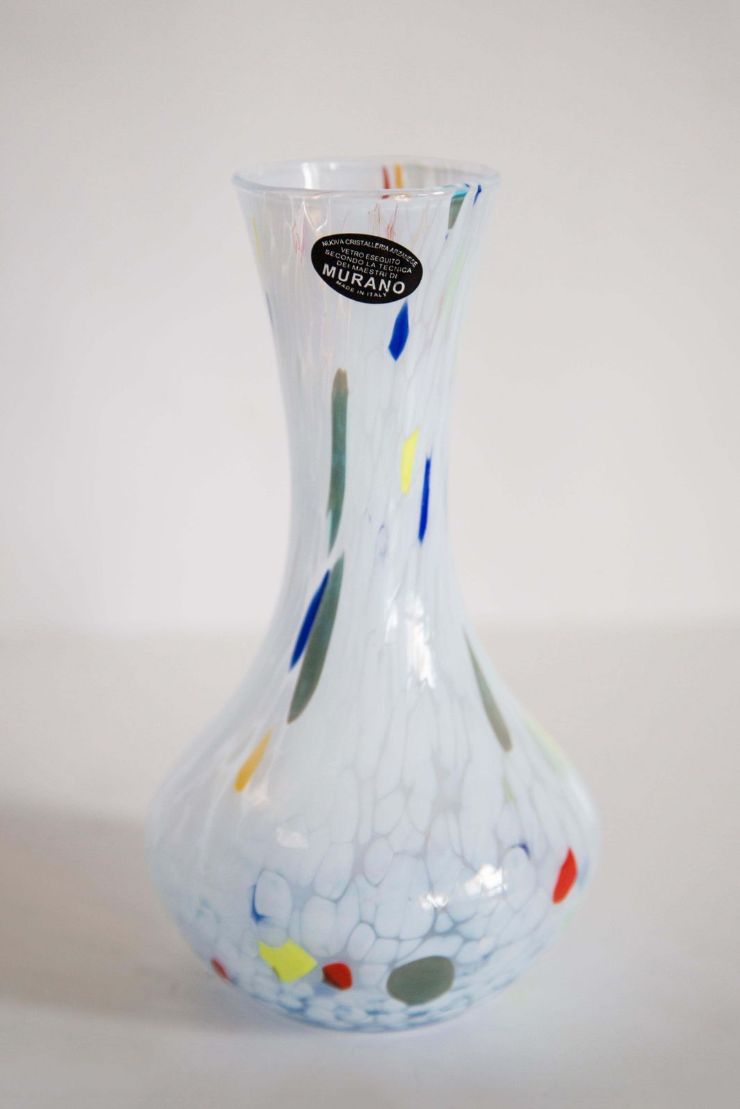 Mid Century Vintage White And Blue Murano Vase, Italy, 1960s photo 102.0