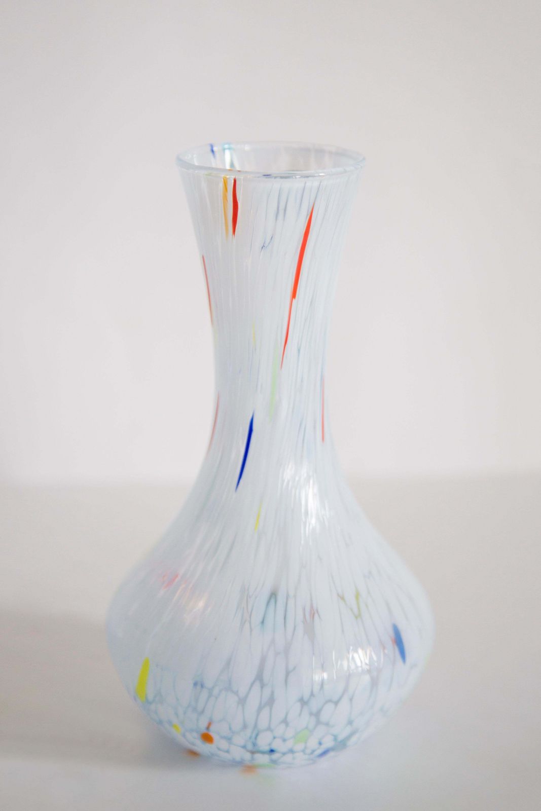 Mid Century Vintage White And Blue Murano Vase, Italy, 1960s photo vinterior