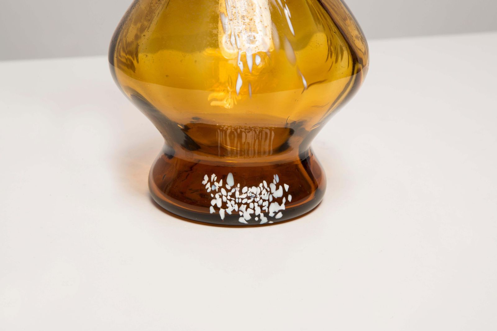 photo for sale Mid Century Vintage White And Yellow Artistic Glass Vase, Europe, 1970s