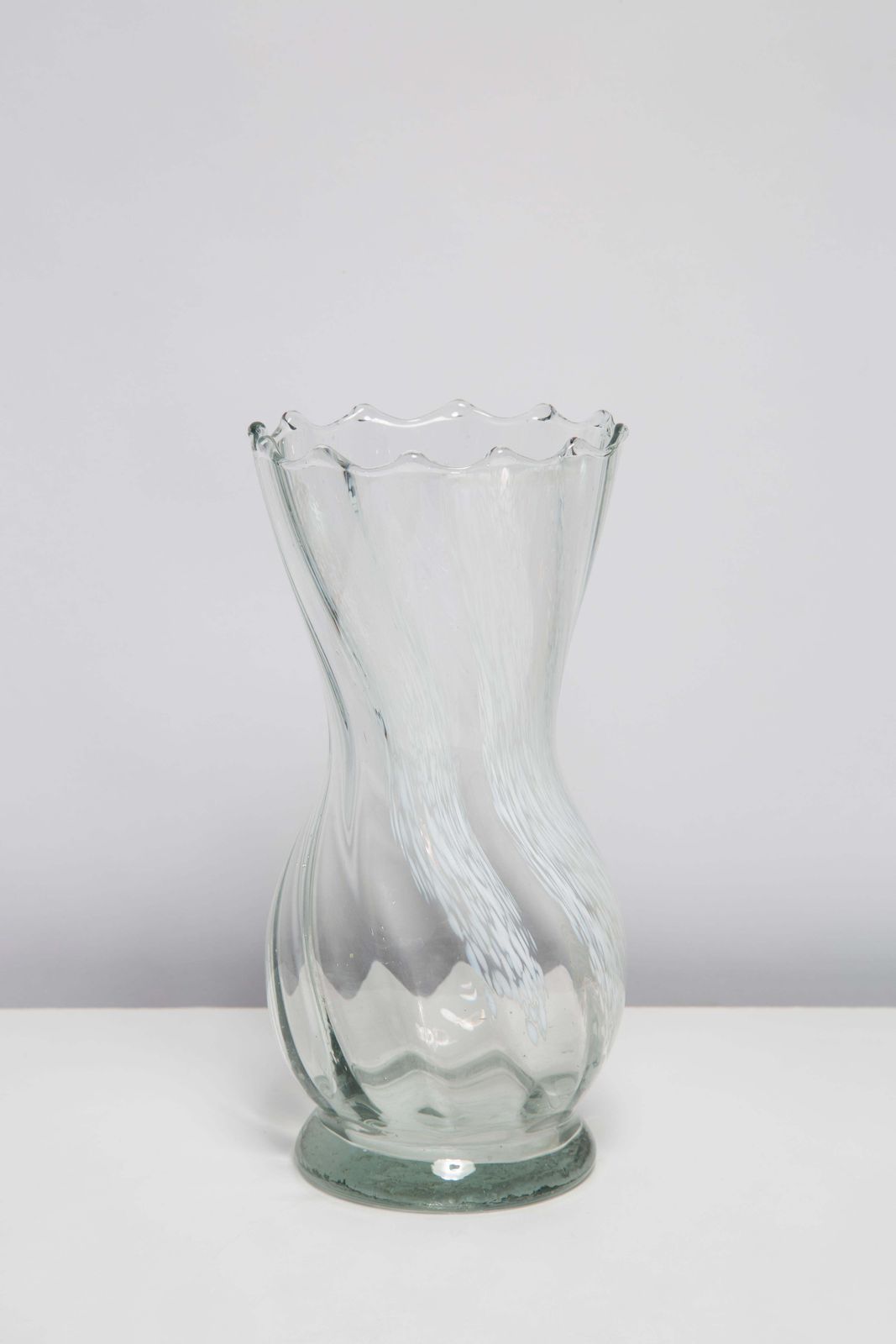 136.0 Mid Century Vintage White And Transparent Artistic Glass Vase, Europe, 1970s photo