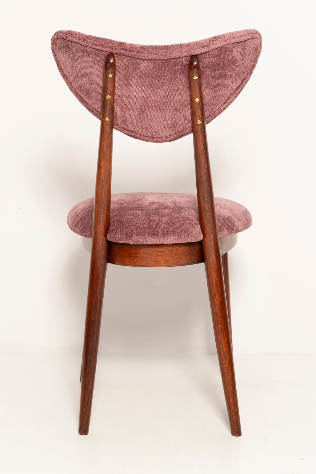 Furniture Midcentury Burgundy Pink Violet Velvet Heart Chair, Europe, 1960s photo