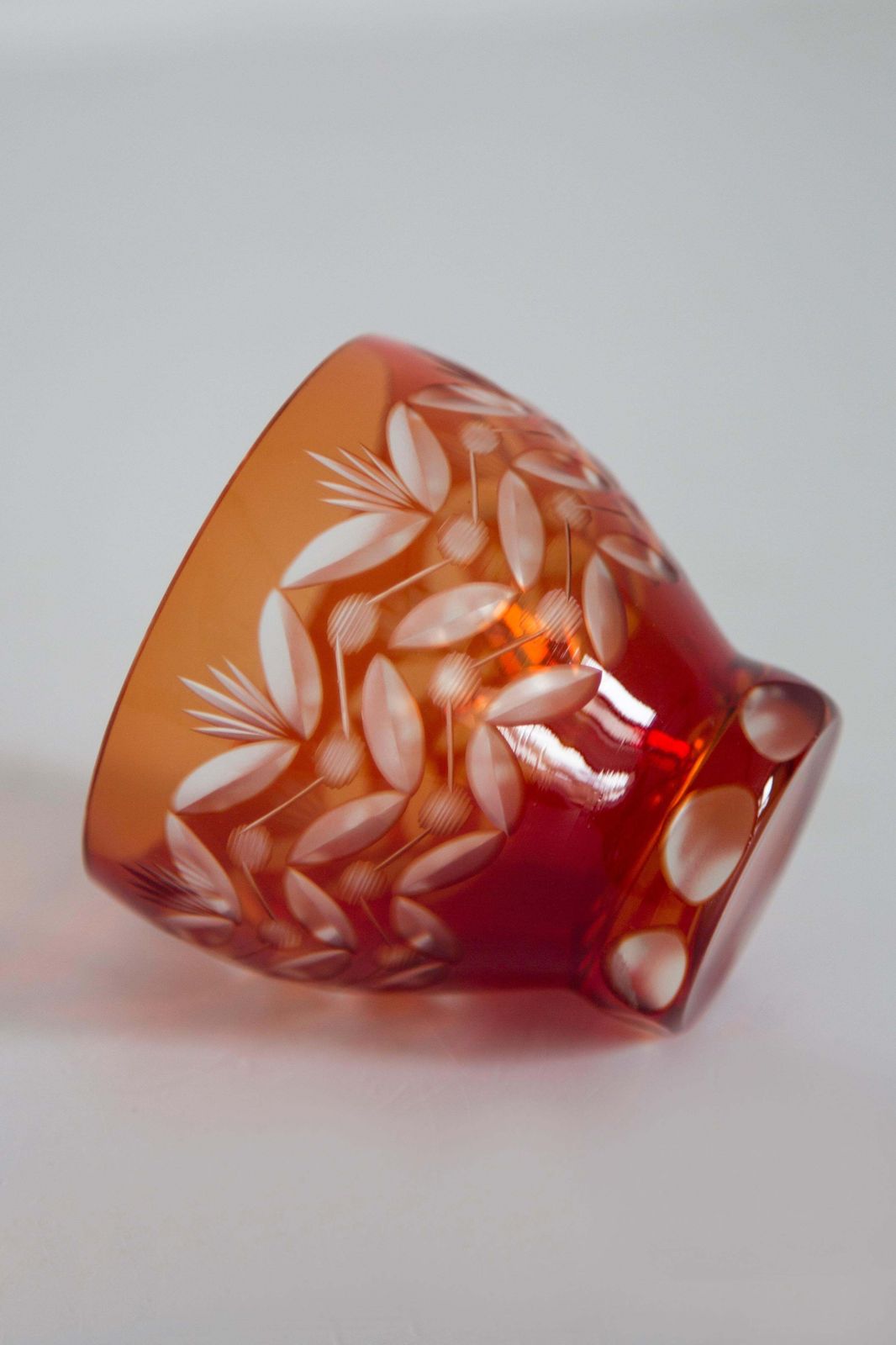 Home Decor Mid Century Vintage Small Orange Red Crystal Vase, 20th Century, Europe, 1960s photo