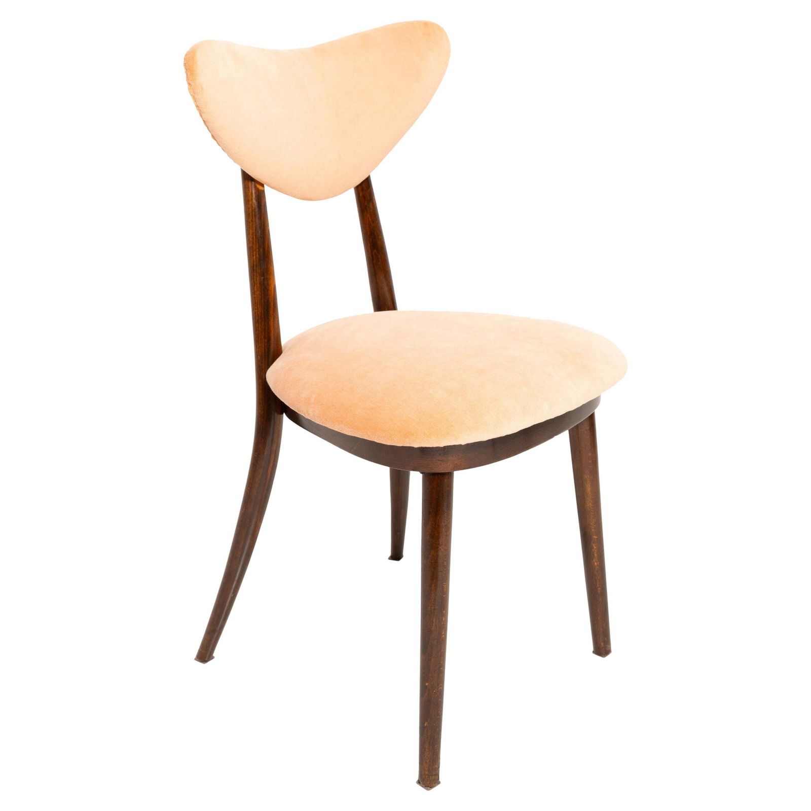 Vintage Orange Heart Cotton Velvet Chair, Europe, 1960s