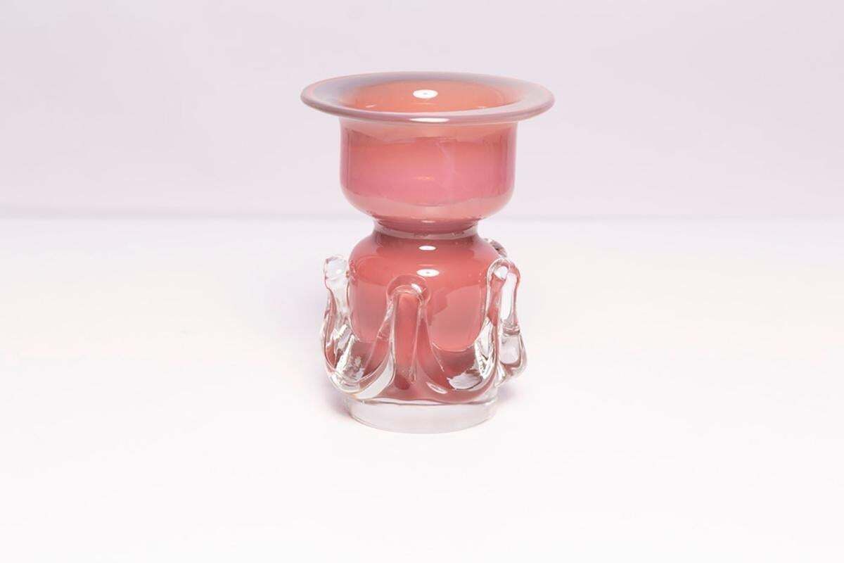 Mid Century Vintage Artistic Glass Pink Purple Vase, Tarnowiec, Europe, 1970s photo vinterior