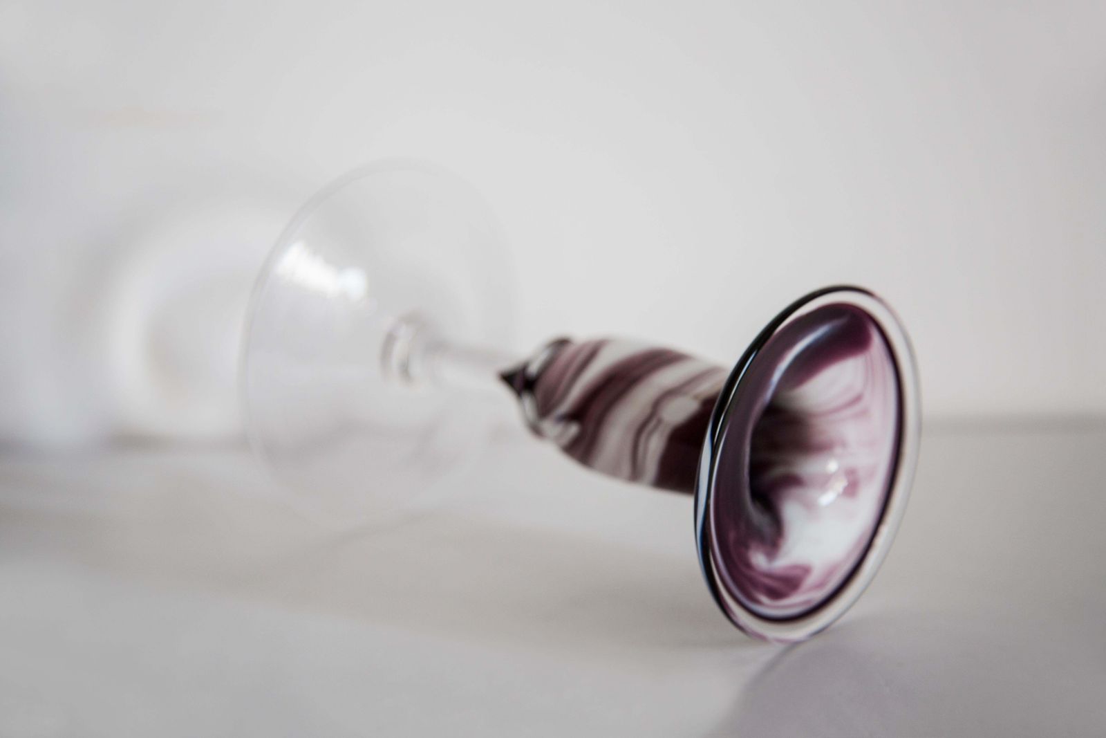Mid Century White And Purple Small Artistic Glass Candlestick, Europe, 1970s photo buy