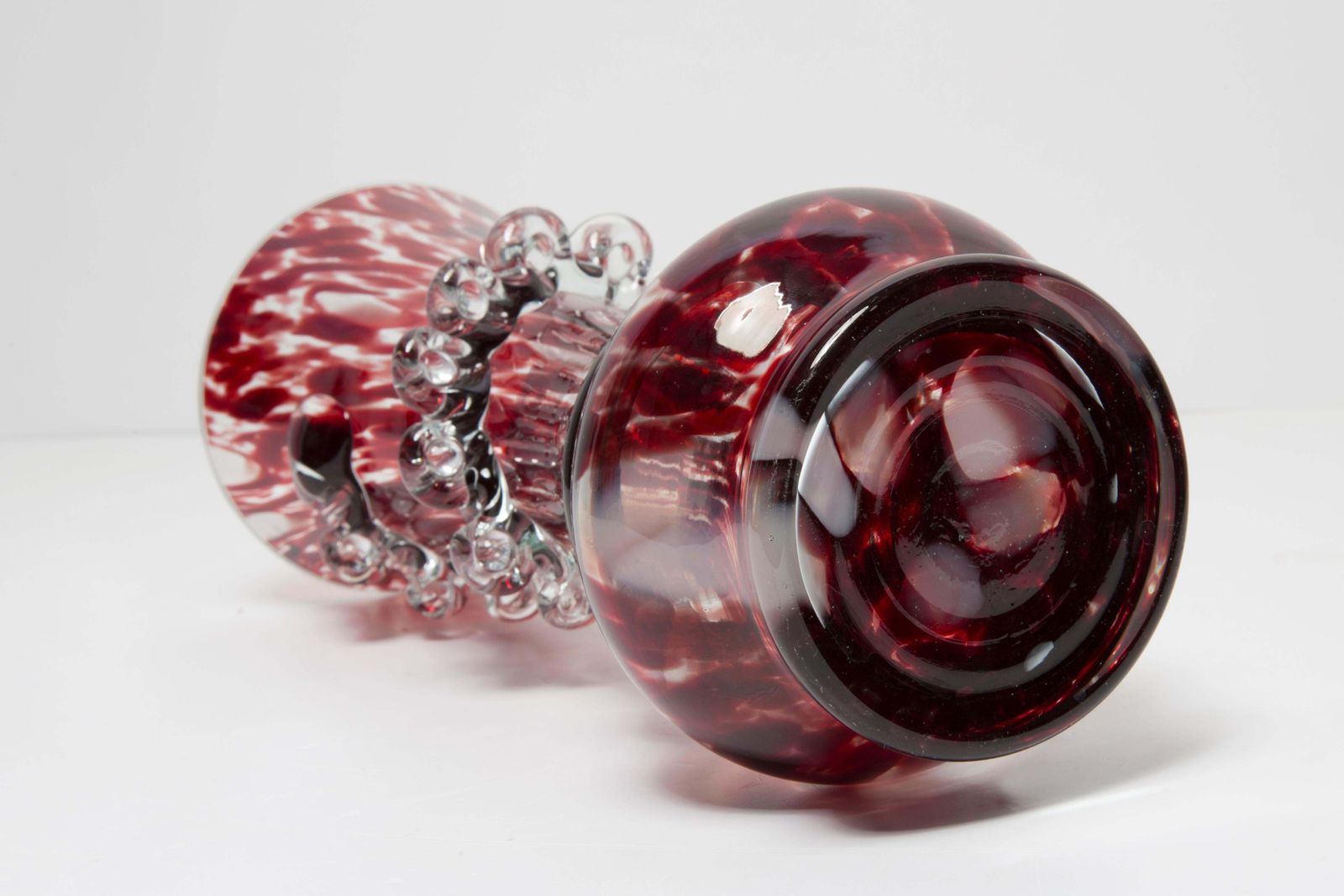 photo for sale Mid Century Vintage Artistic Glass Dark Red Burgundy Vase, Europe, 1970s