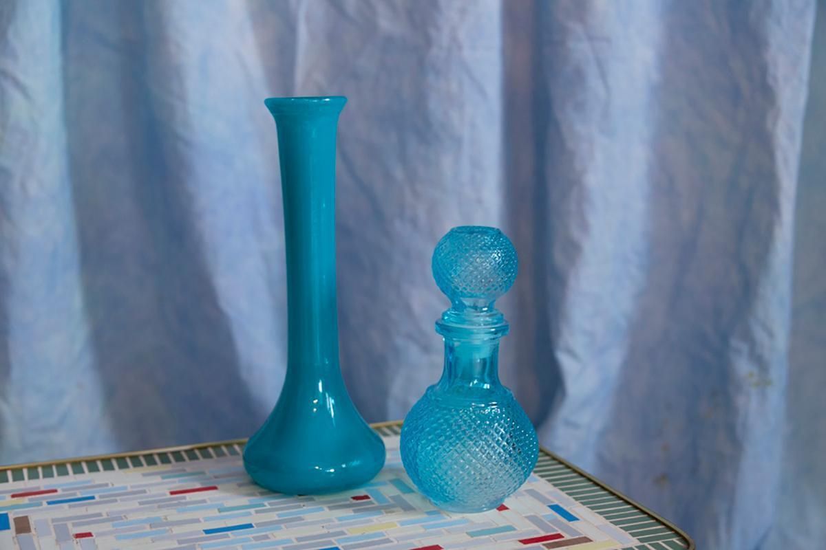 Mid Century Vintage Blue Glass Vase, Europe, 1960s photo furniture