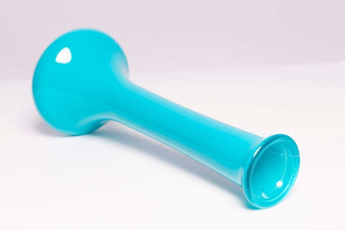 photo for sale Mid Century Vintage Blue Glass Vase, Europe, 1960s