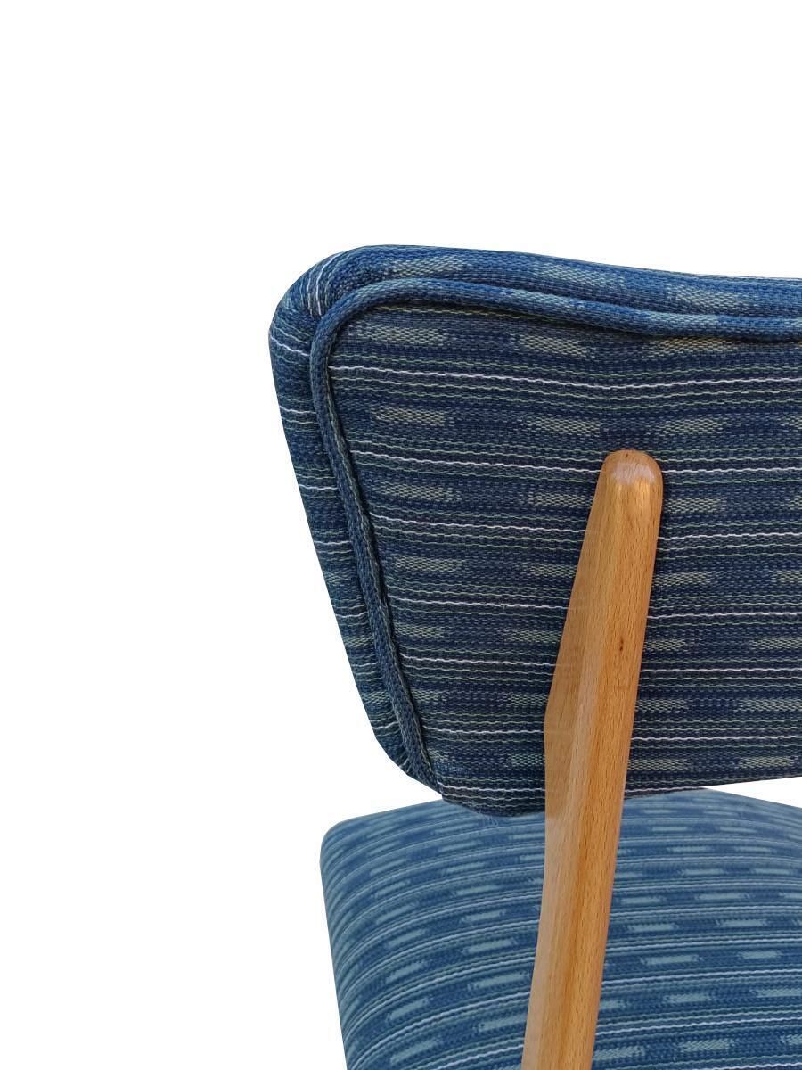 Mid Century Butterfly Chair, Blue Jacquard, Light Wood, Europe, 1960s photo vinterior